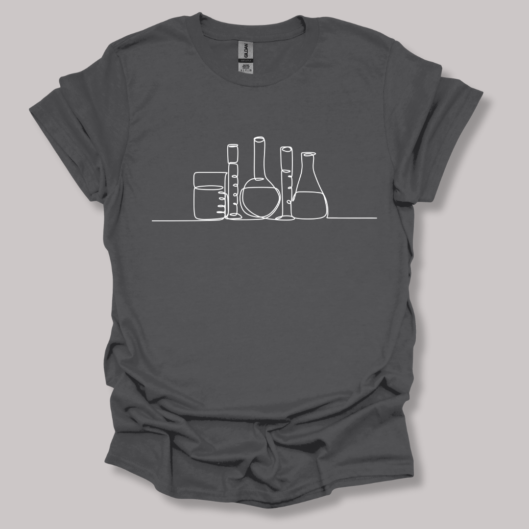 Glassware One Line Art T-shirt Charcoal / S