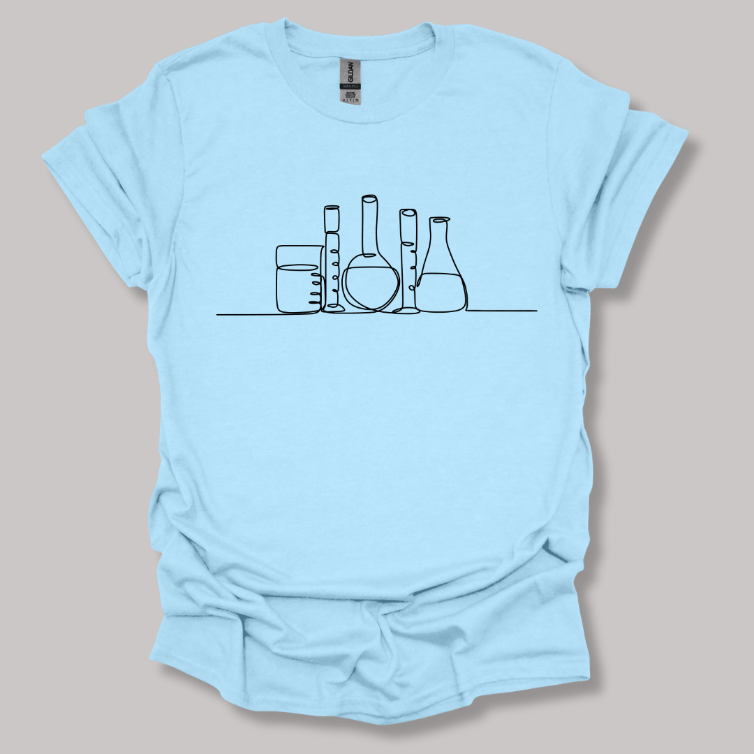 Glassware One Line Art T-shirt Light Blue / S