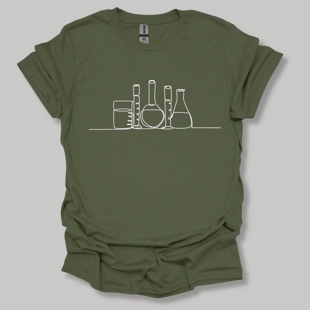 Glassware One Line Art T-shirt Military Green / S