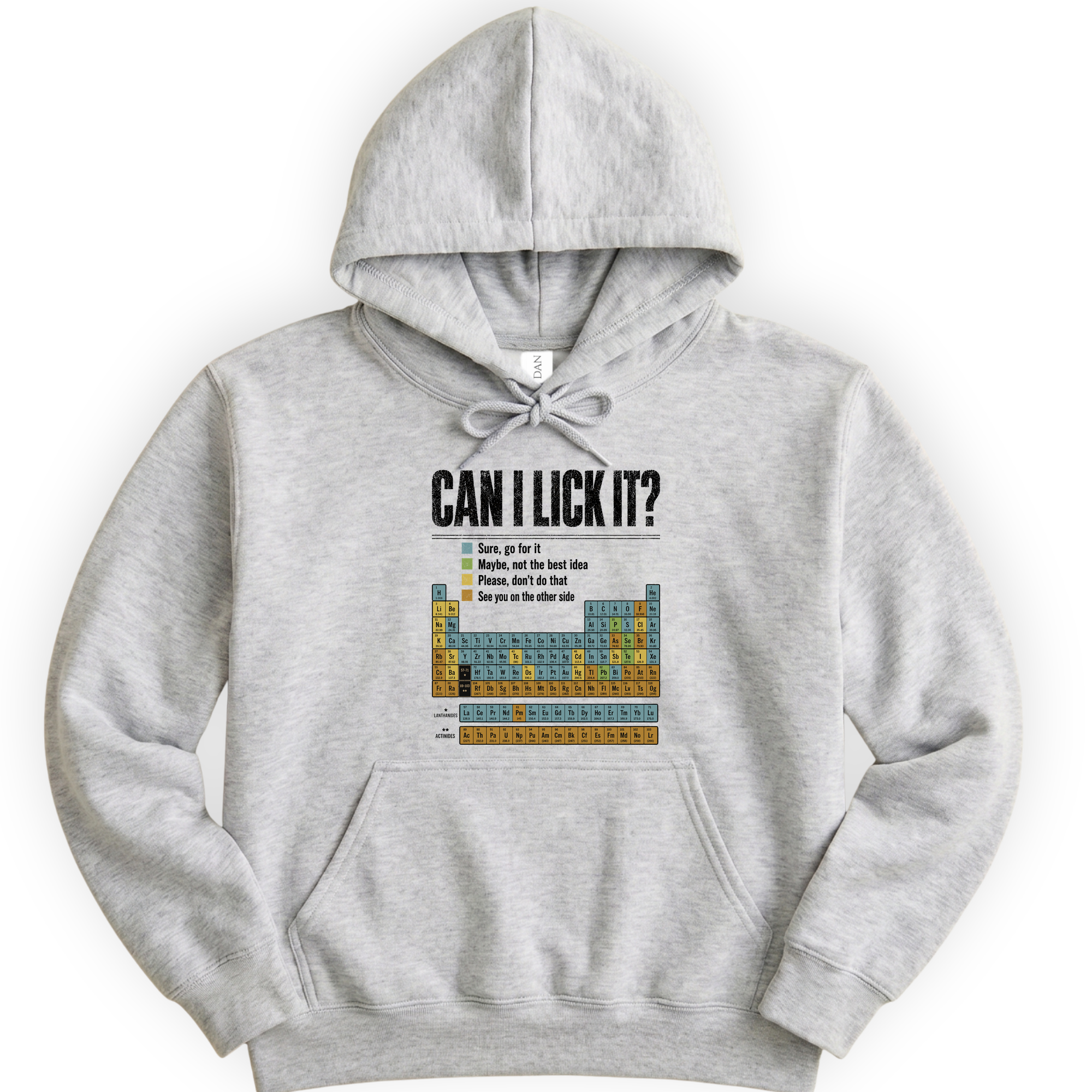 Can I Lick It Periodic Table hoodie — Ash