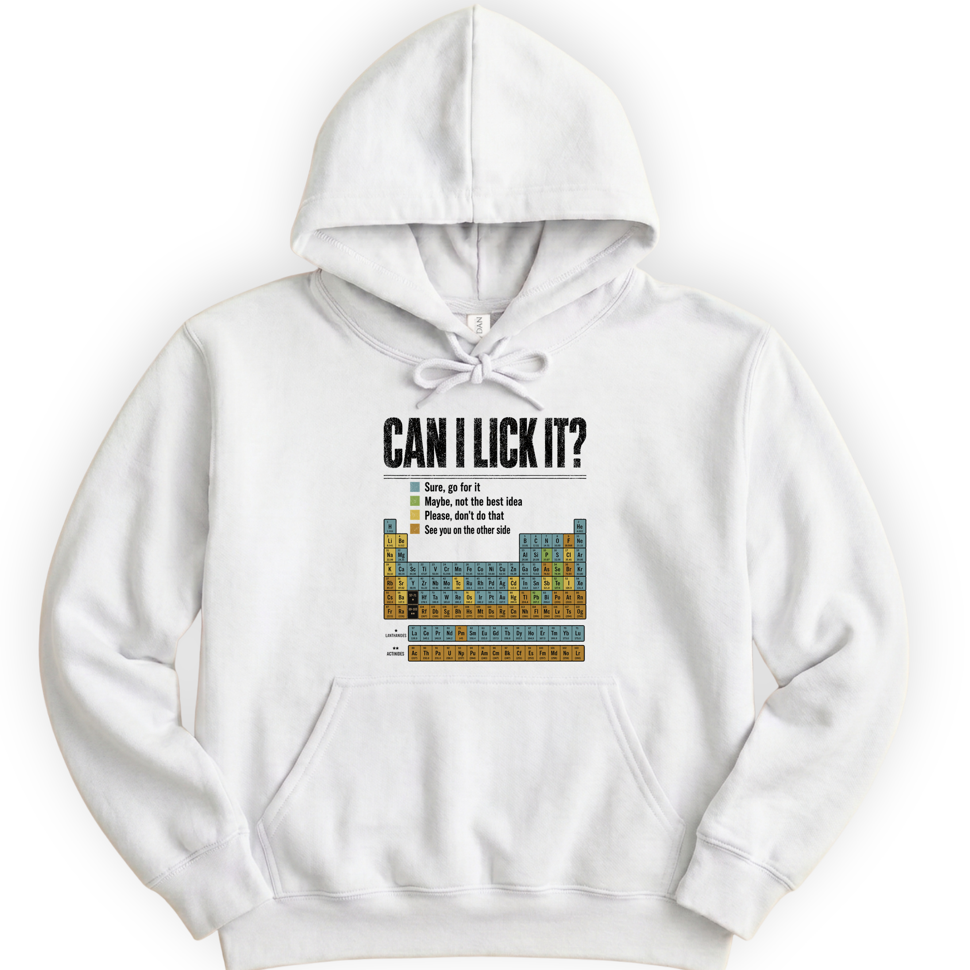 Can I Lick It Periodic Table hoodie — White