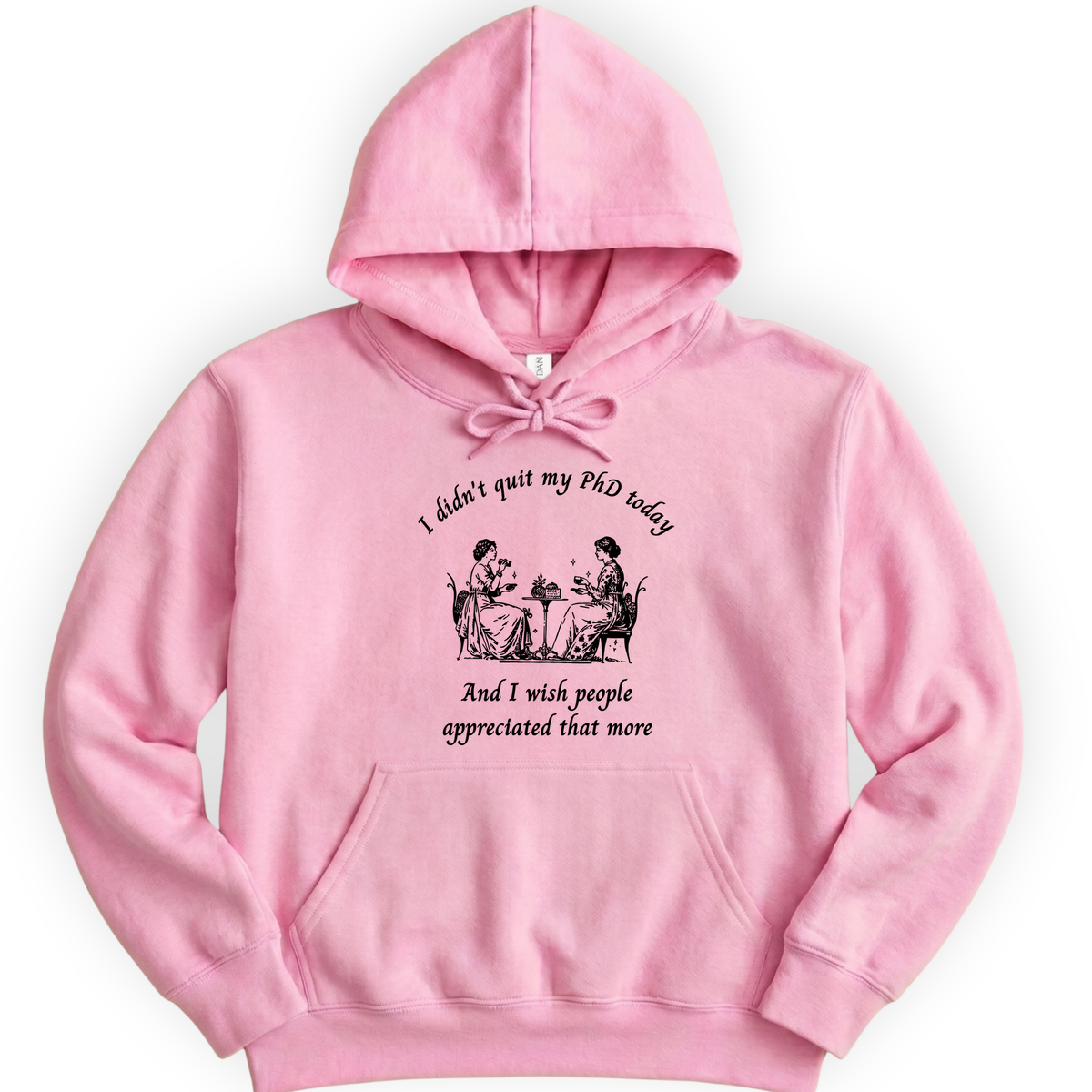 I Didn't Quit My PhD Today hoodie — Light Pink