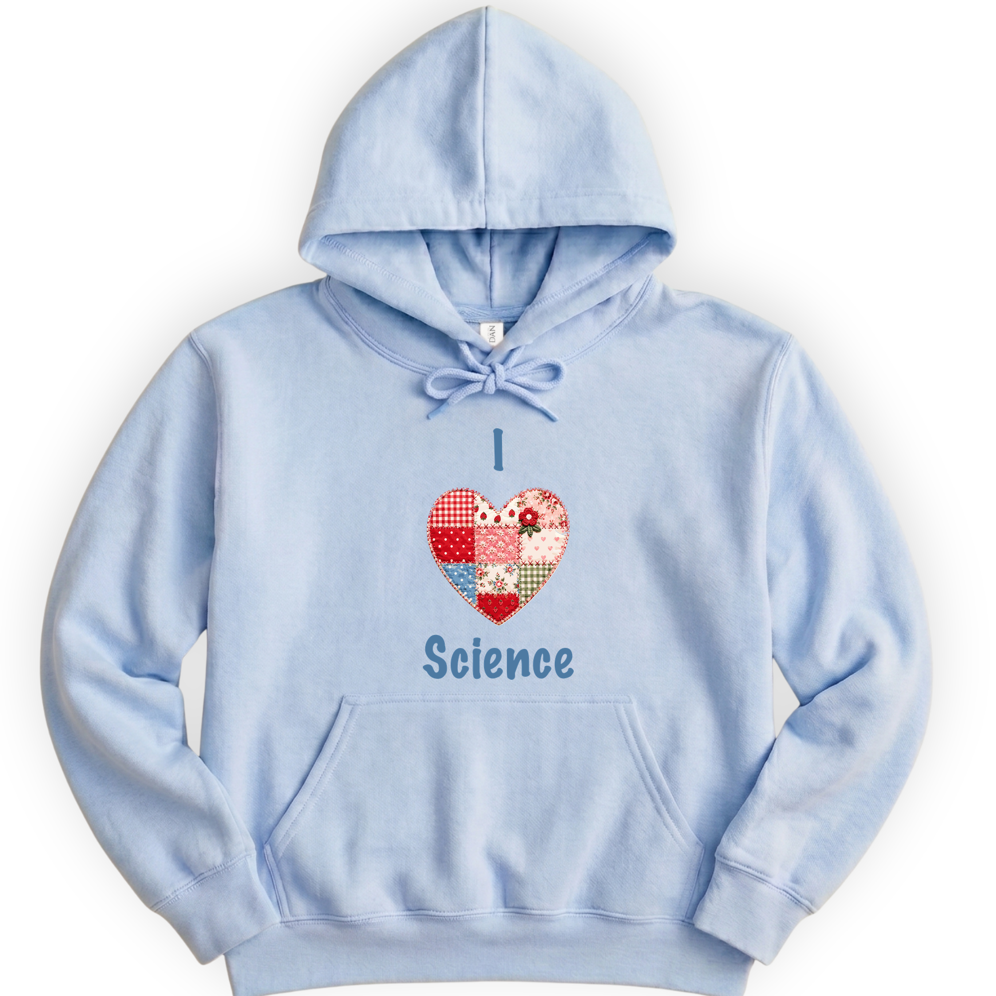 I Hearth Science Patchwork hoodie — Light Blue