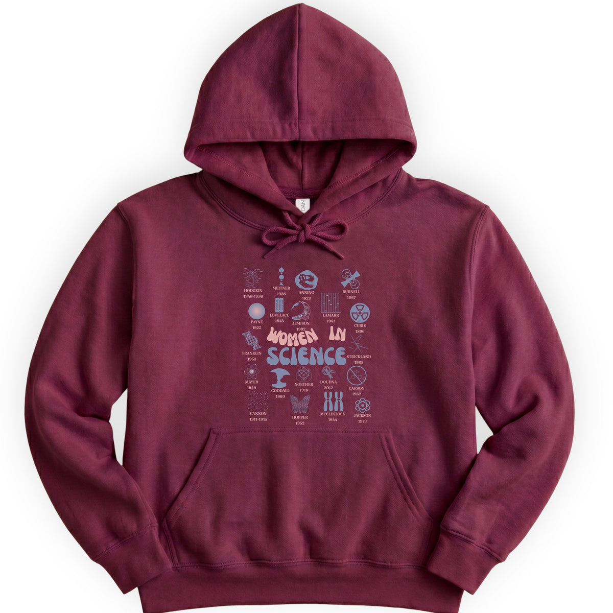 Historic Women Scientists hoodie — Maroon