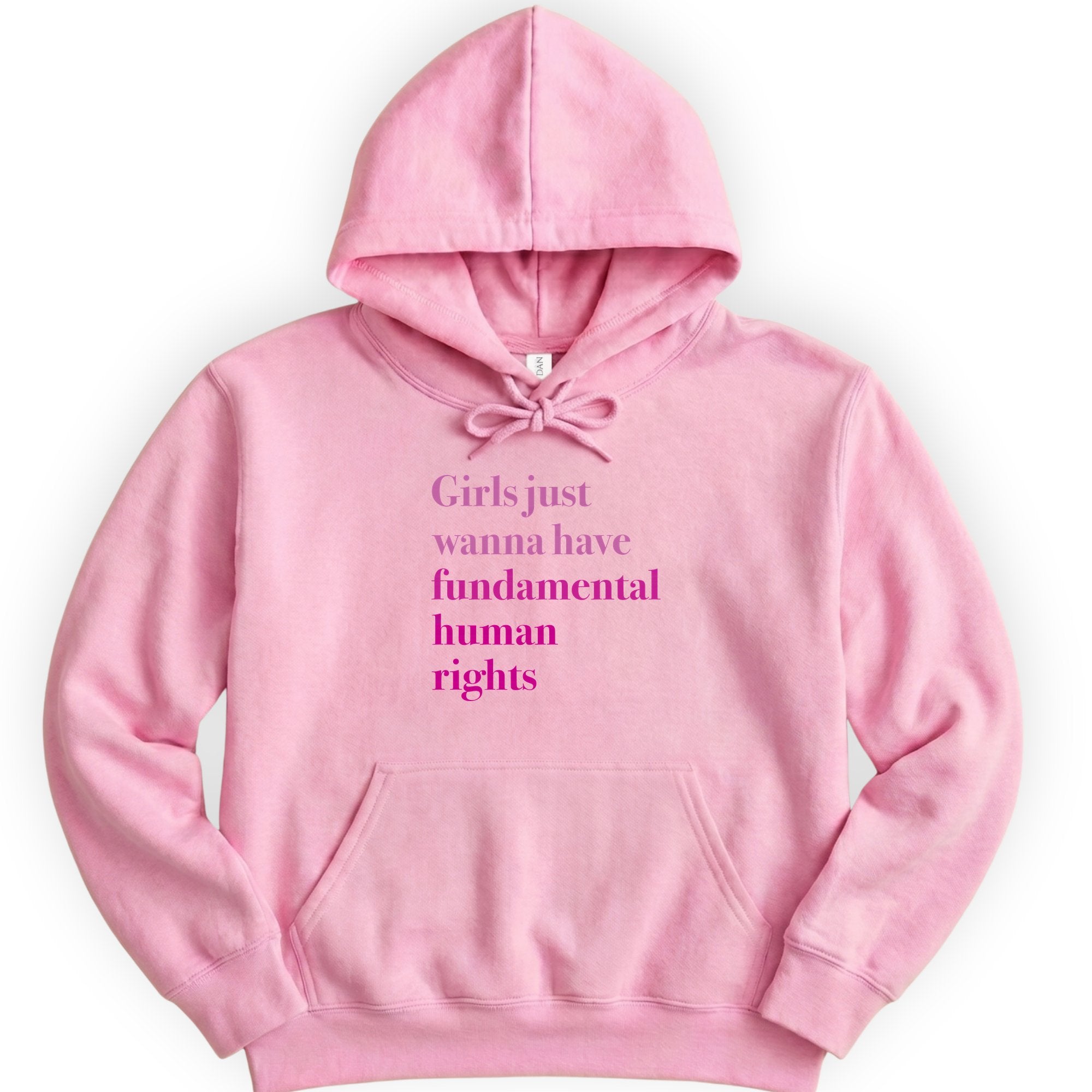 Girls Just Wanna Have Fundamental Human Rights hoodie — Light Pink
