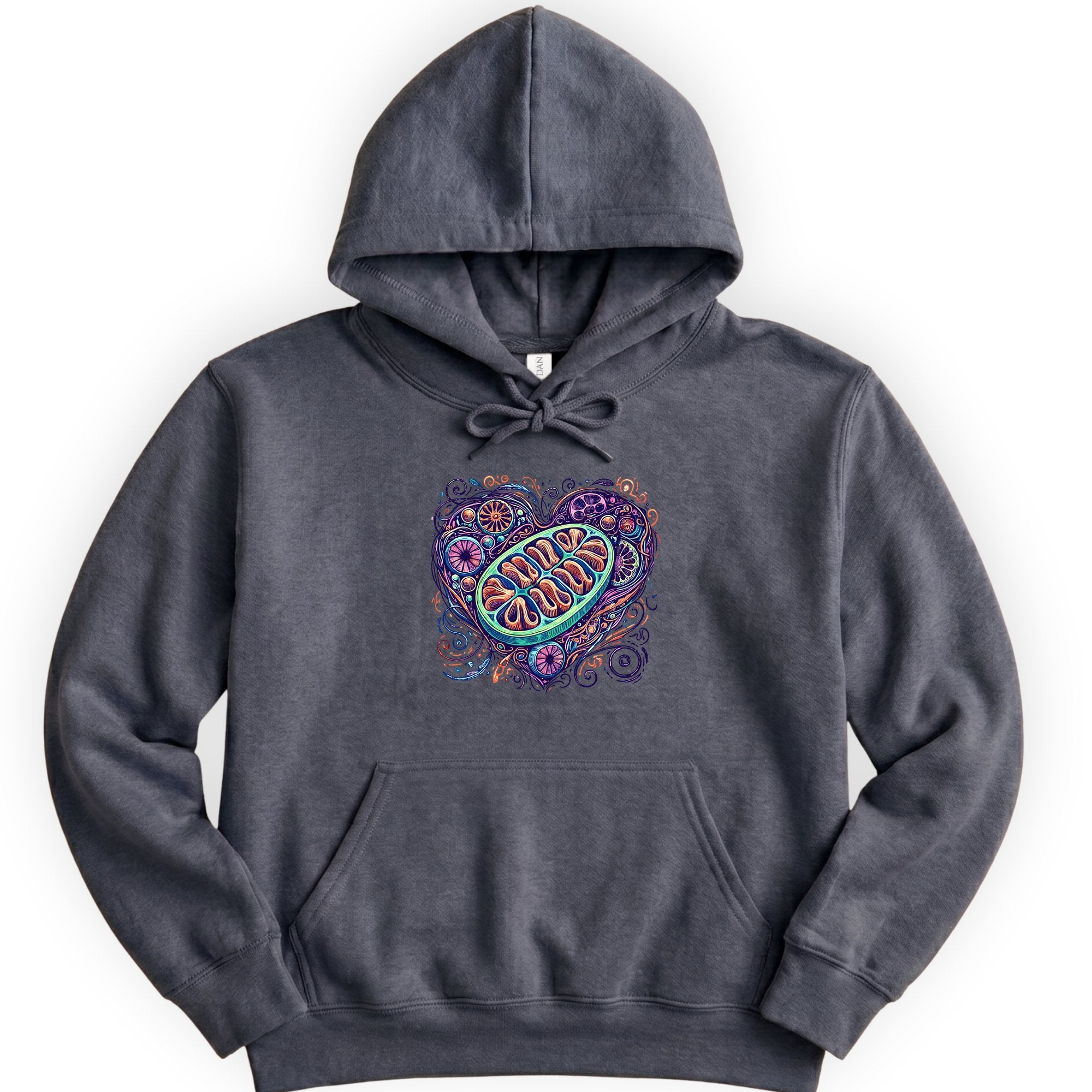 Mitochondria Heart hoodie — Dark Heather