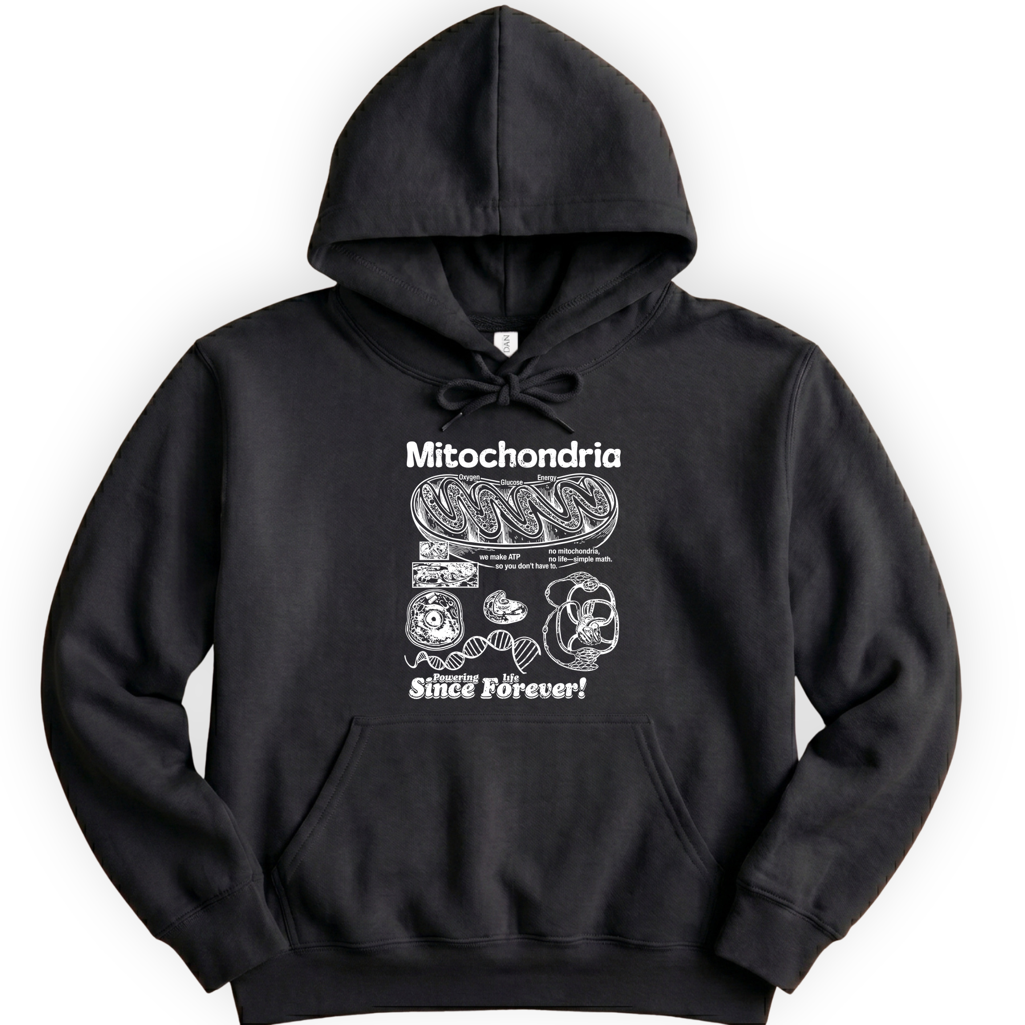 Mitochondria Powering Life hoodie — Black