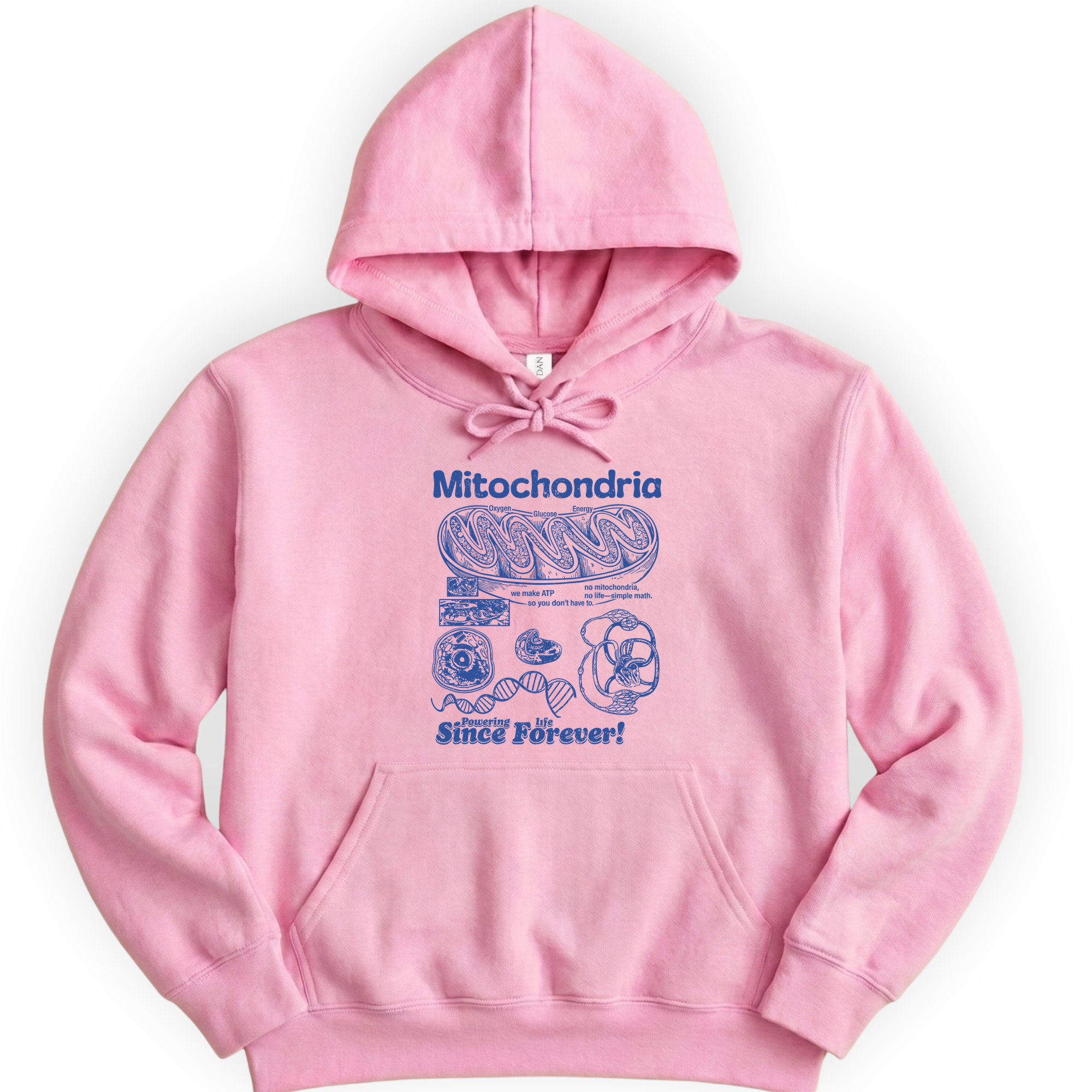 Mitochondria Powering Life hoodie — Light Pink