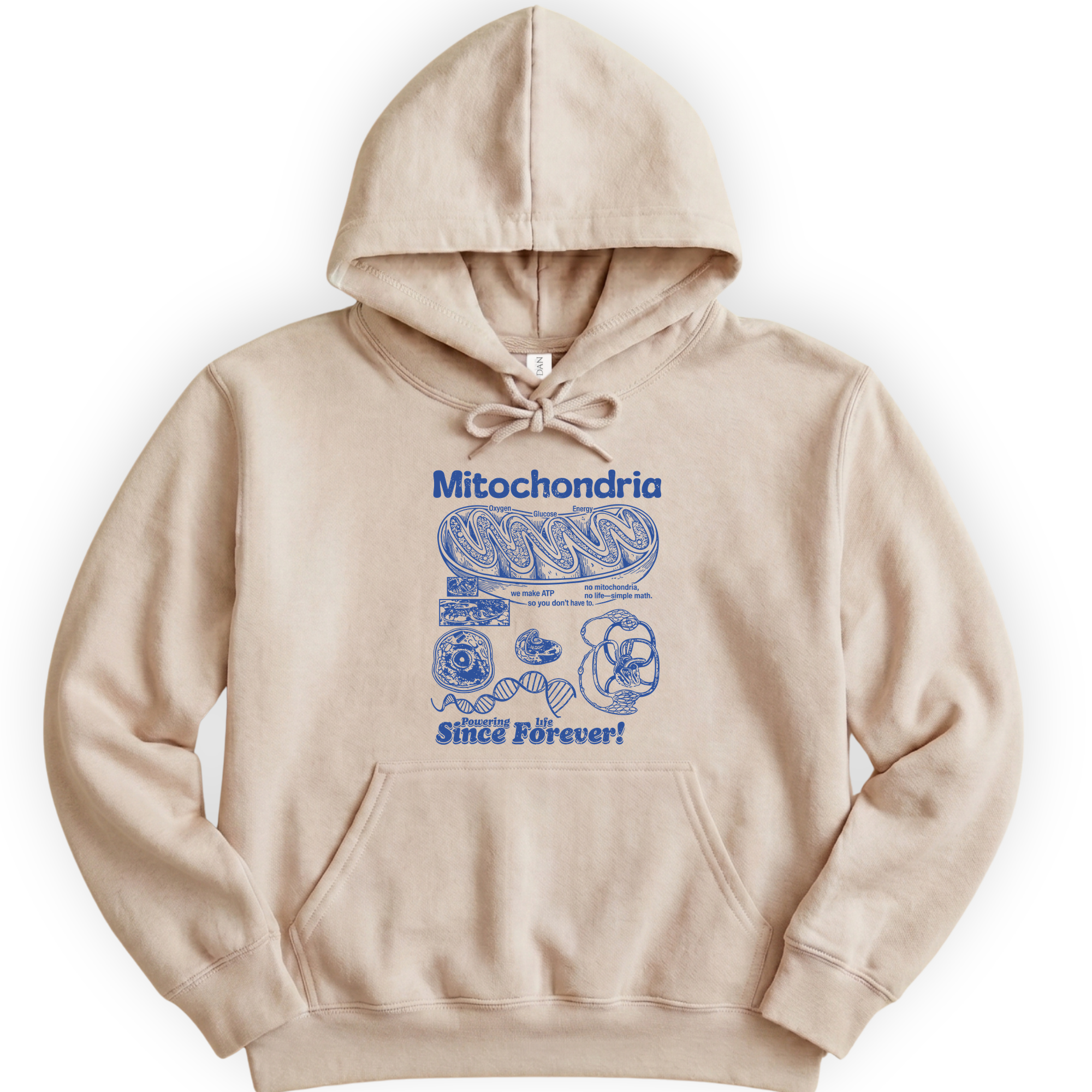 Mitochondria Powering Life hoodie — Sand