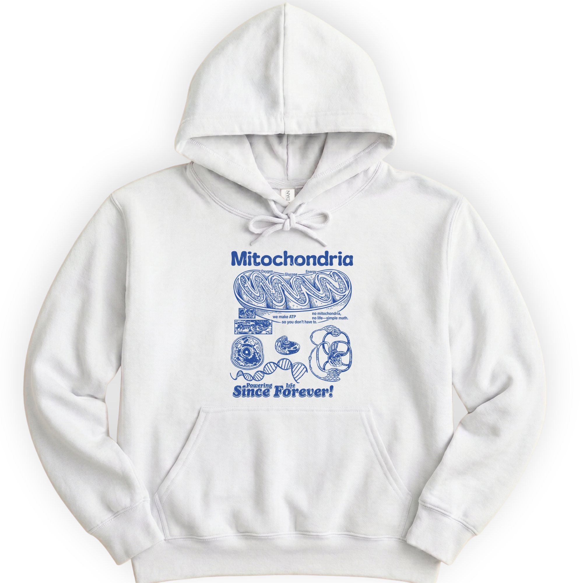 Mitochondria Powering Life hoodie — White