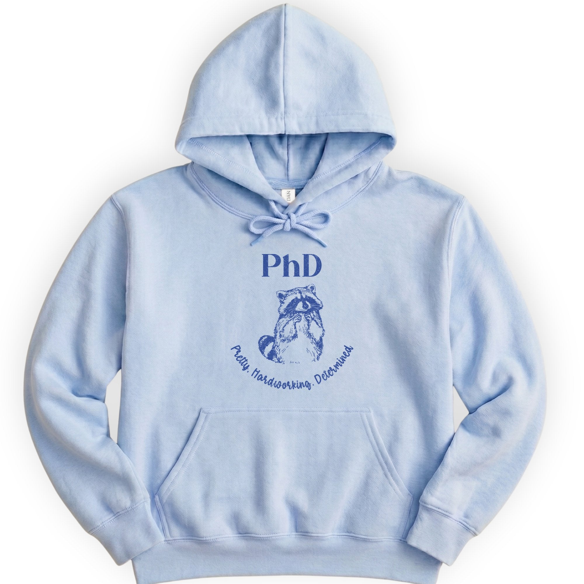 PhD - Pretty, Hardworking, Determined hoodie — Light Blue