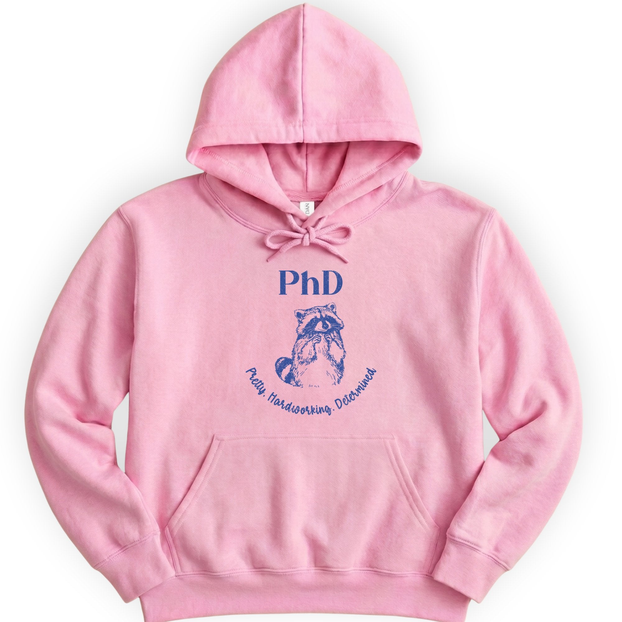 PhD - Pretty, Hardworking, Determined hoodie — Light Pink