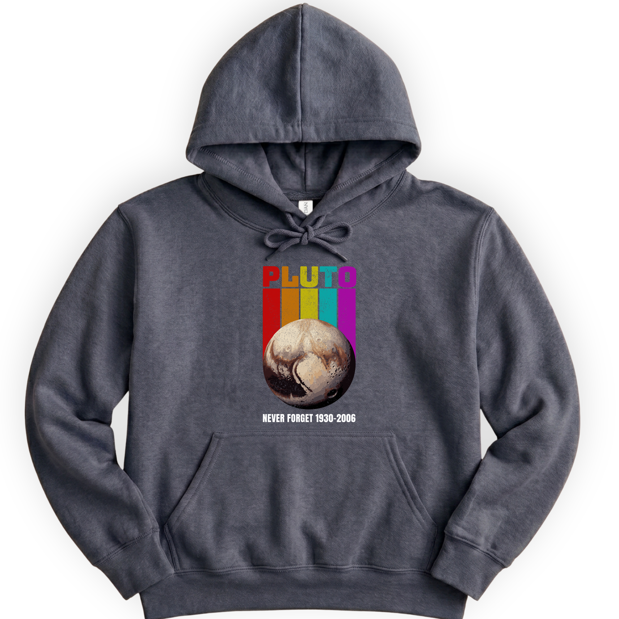 Pluto Never Forget hoodie — Dark Heather