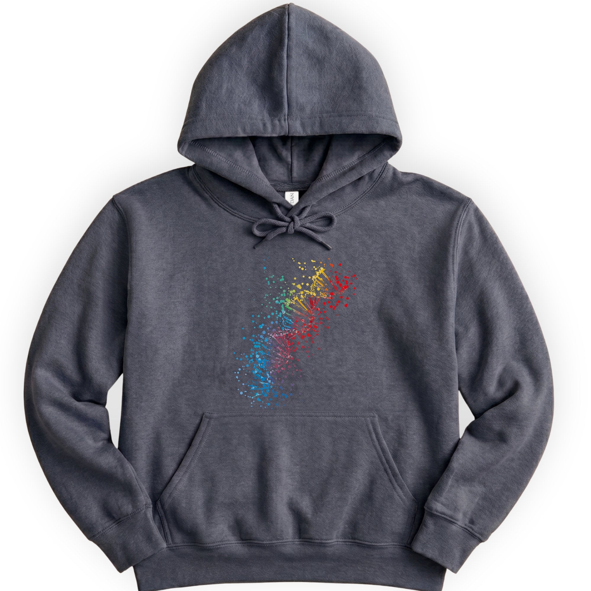 Rainbow DNA hoodie — Dark Heather