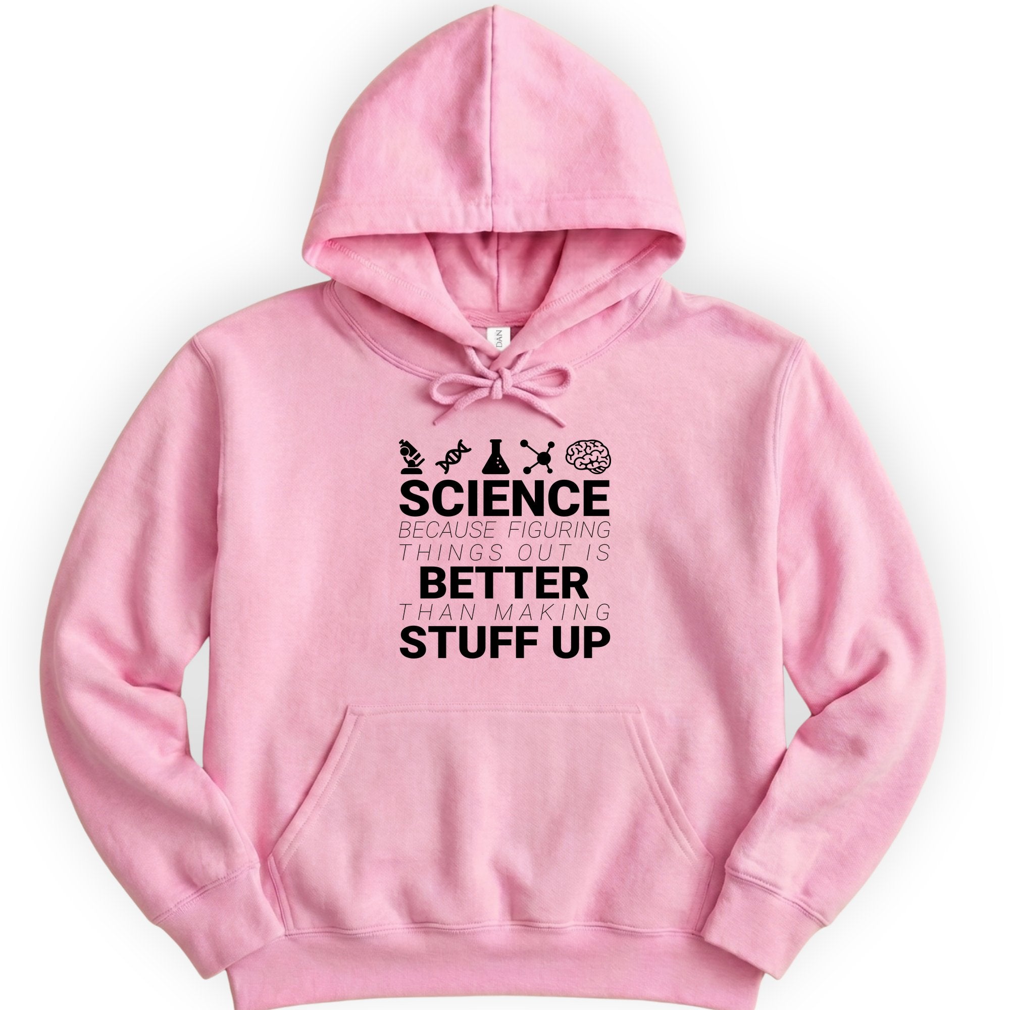 Science Because Figuring Things hoodie — Light Pink