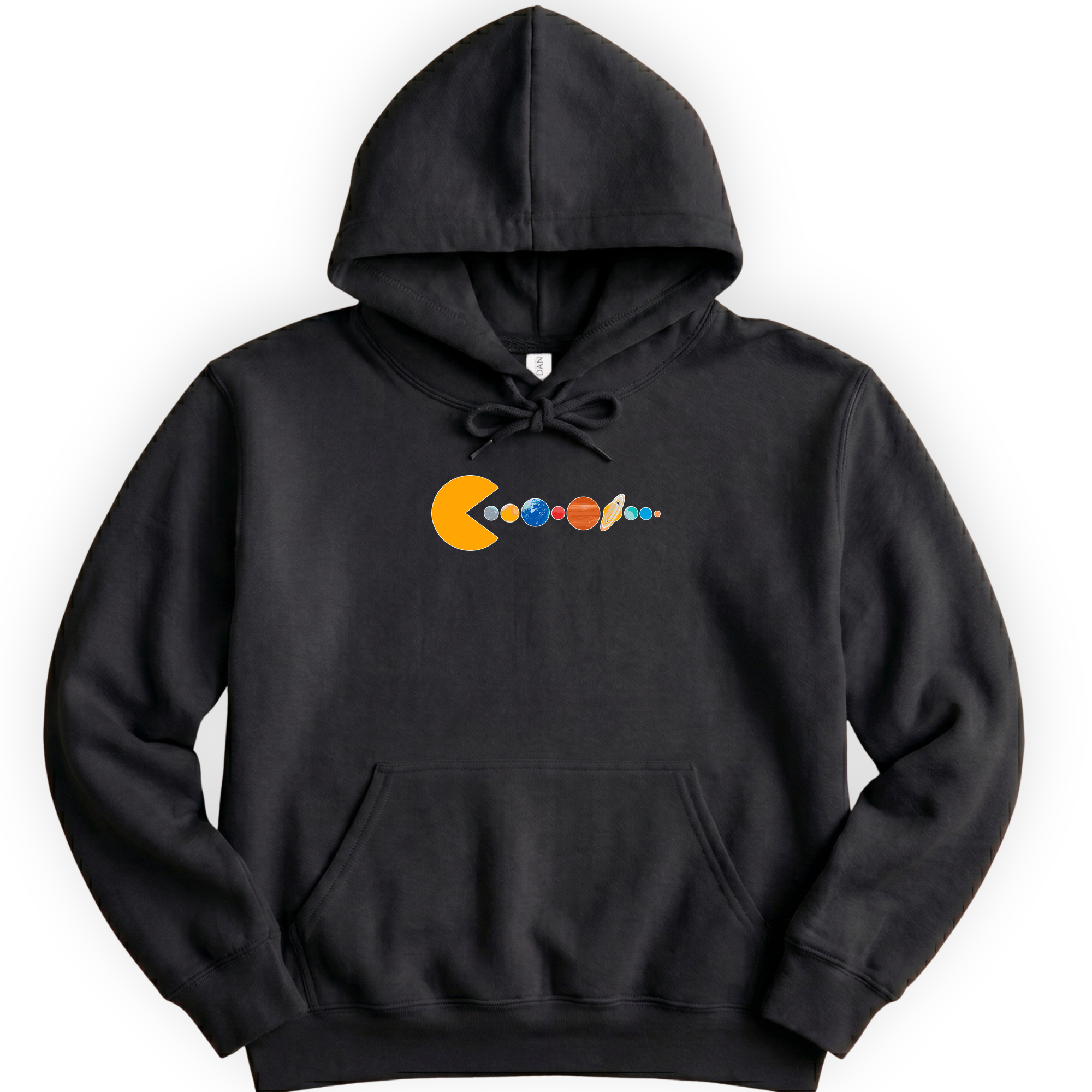 Solar System Pac Man hoodie — Black