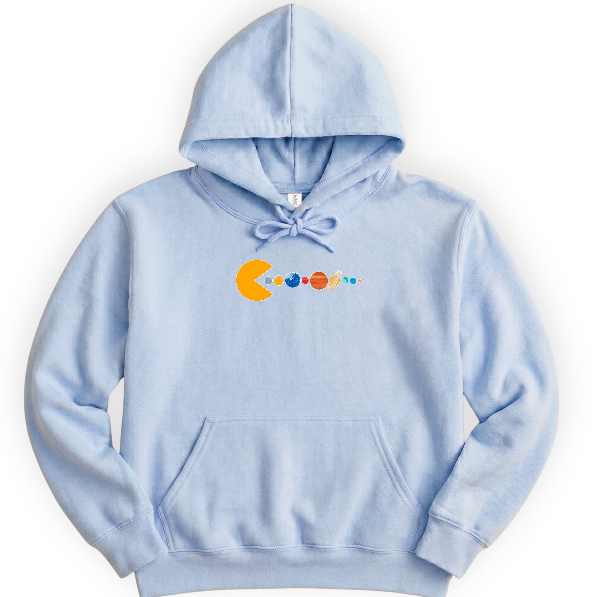 Solar System Pac Man hoodie — Light Blue