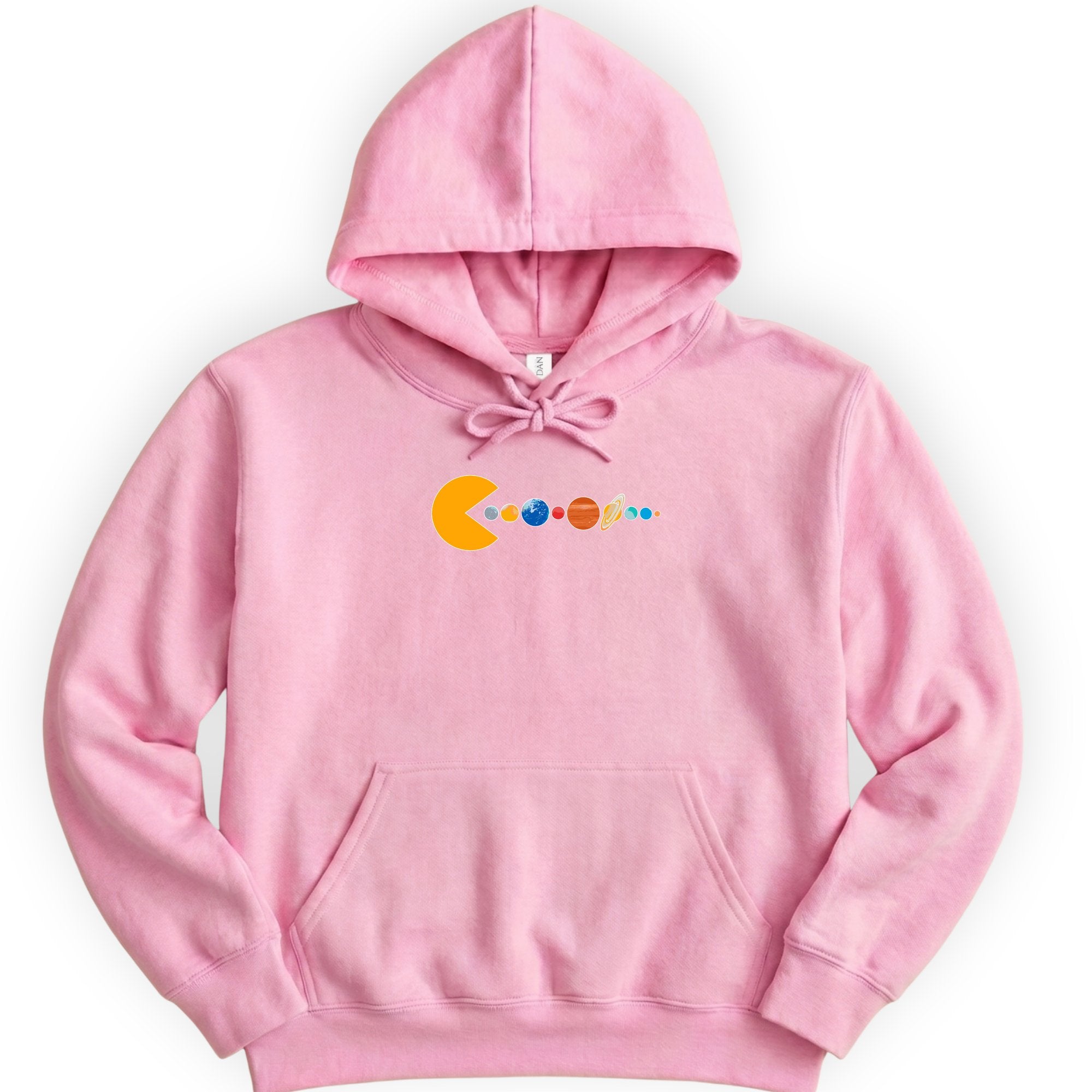 Solar System Pac Man hoodie — Light Pink