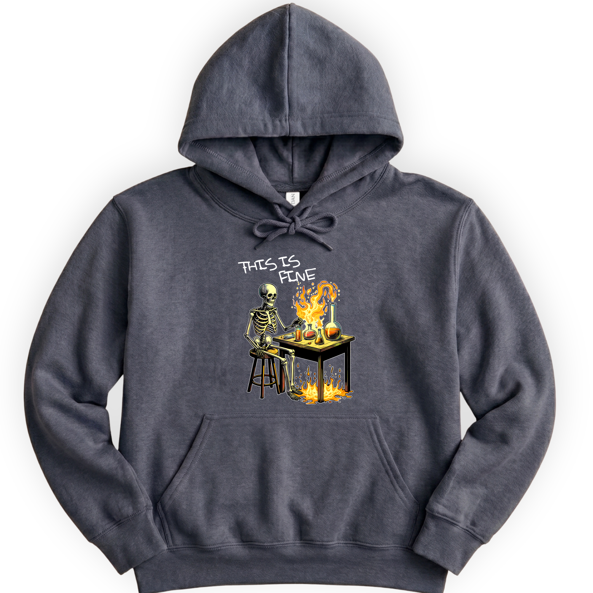 This Is Fine hoodie — Dark Heather