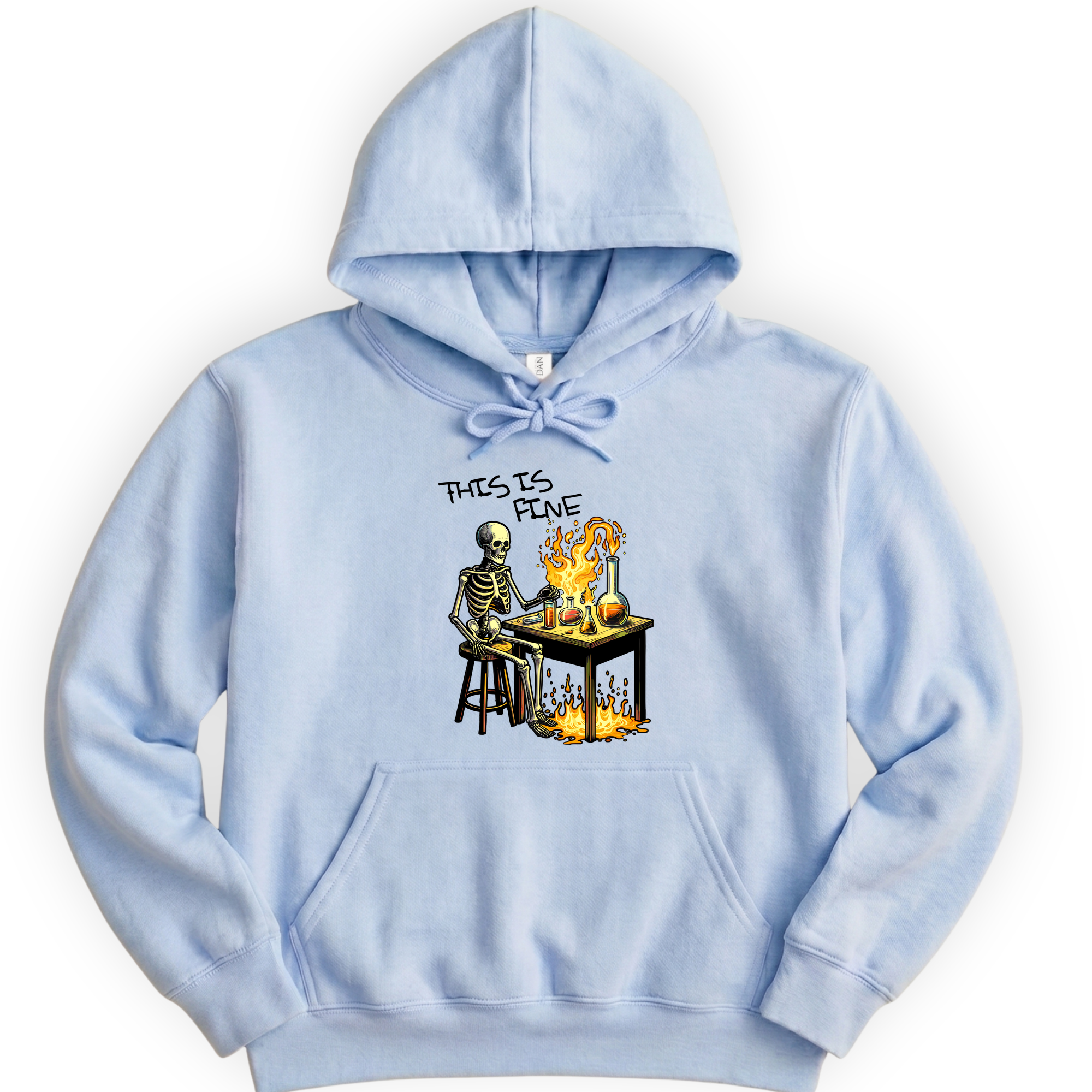 This Is Fine hoodie — Light Blue