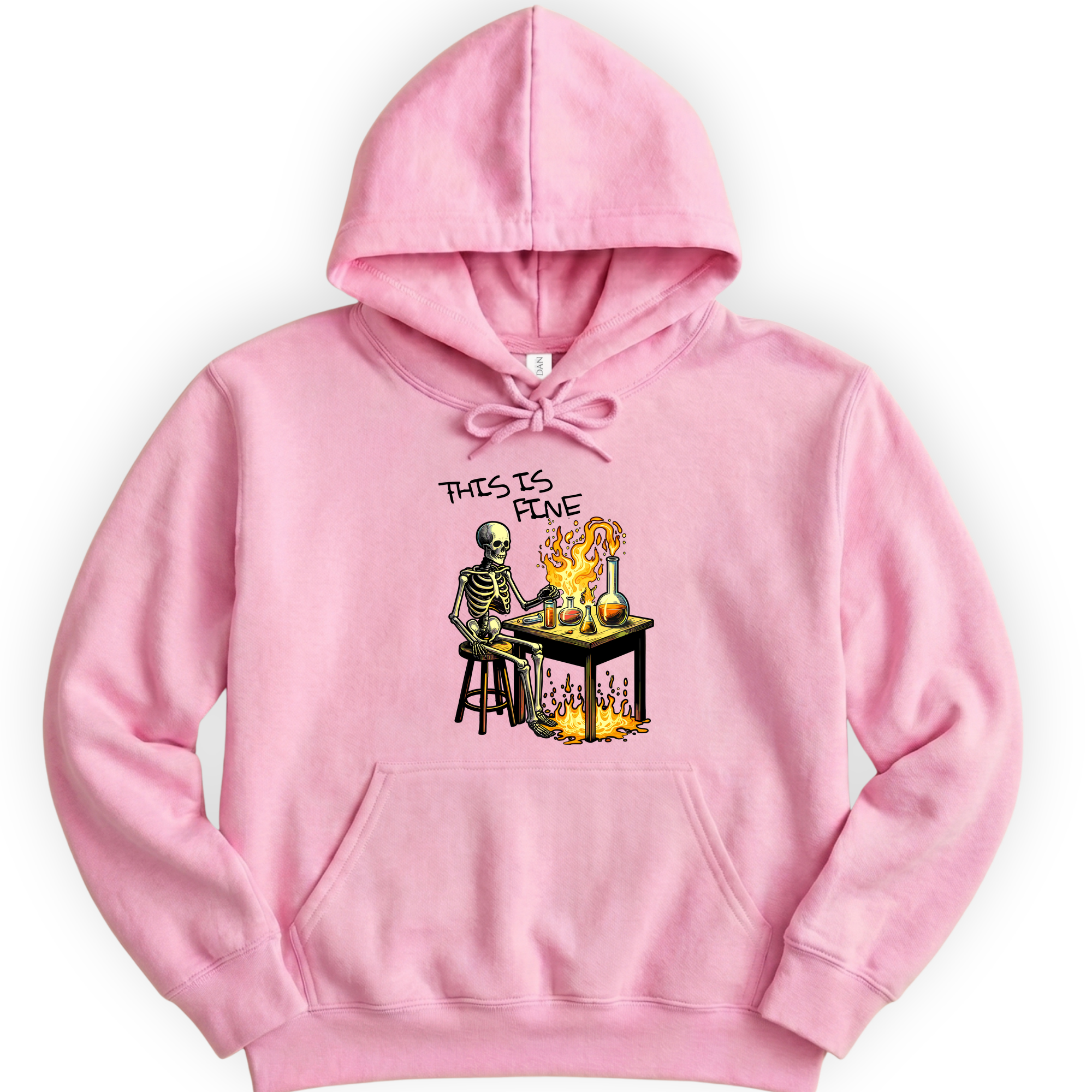 This Is Fine hoodie — Light Pink