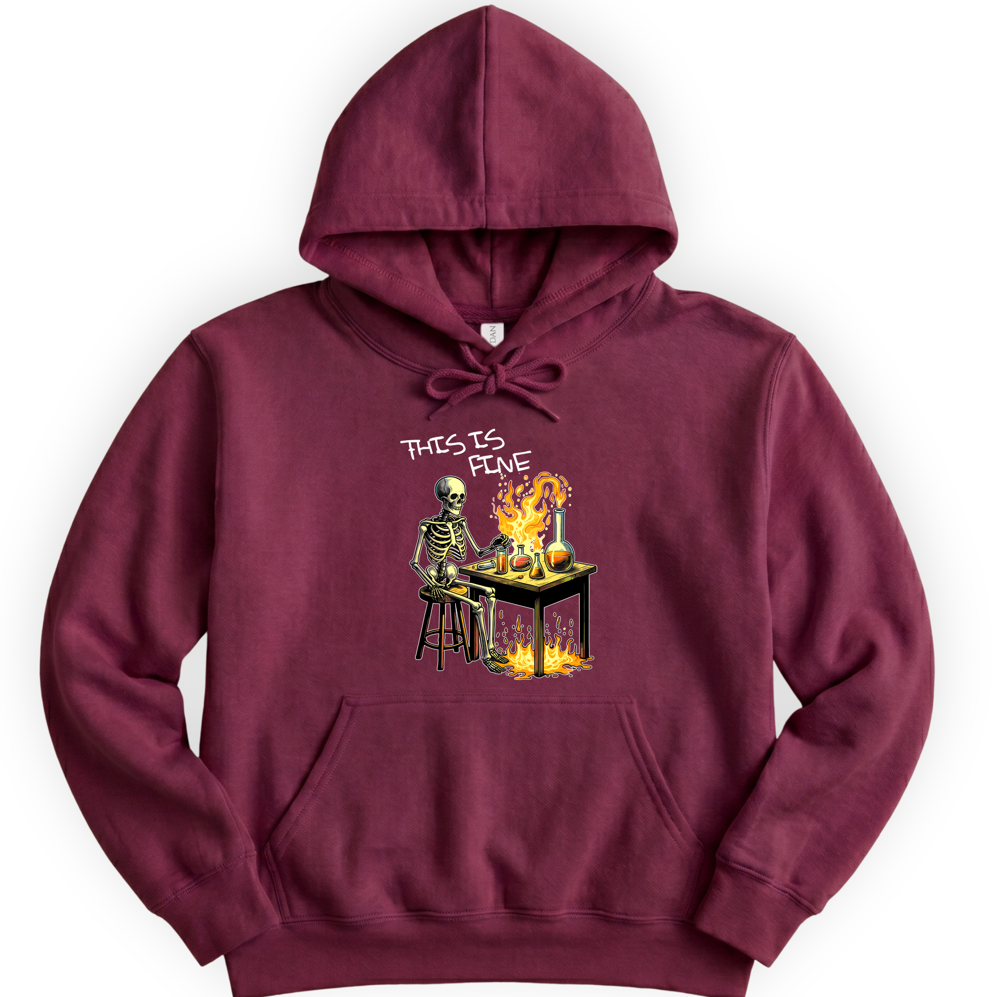 This Is Fine hoodie — Maroon