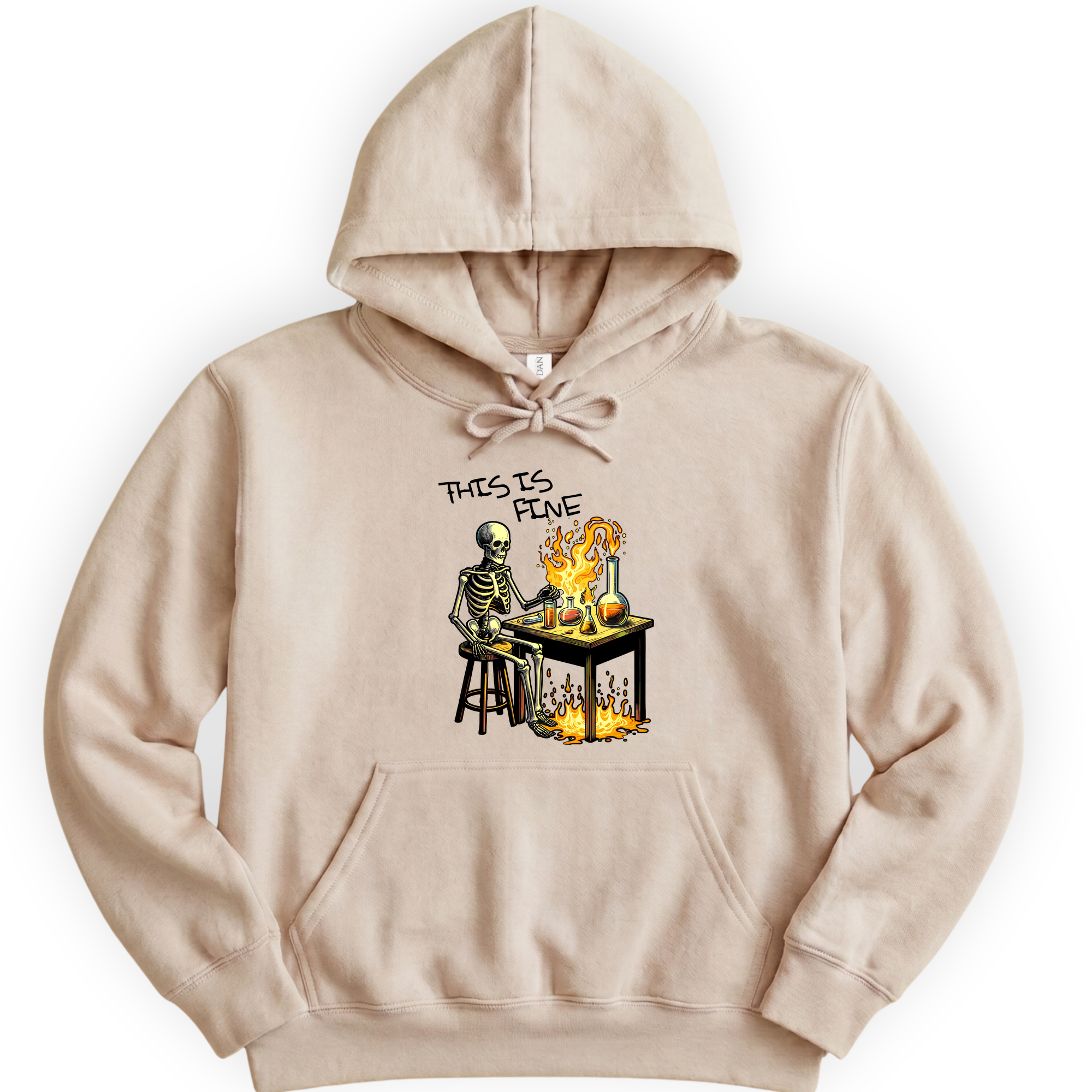This Is Fine hoodie — Sand