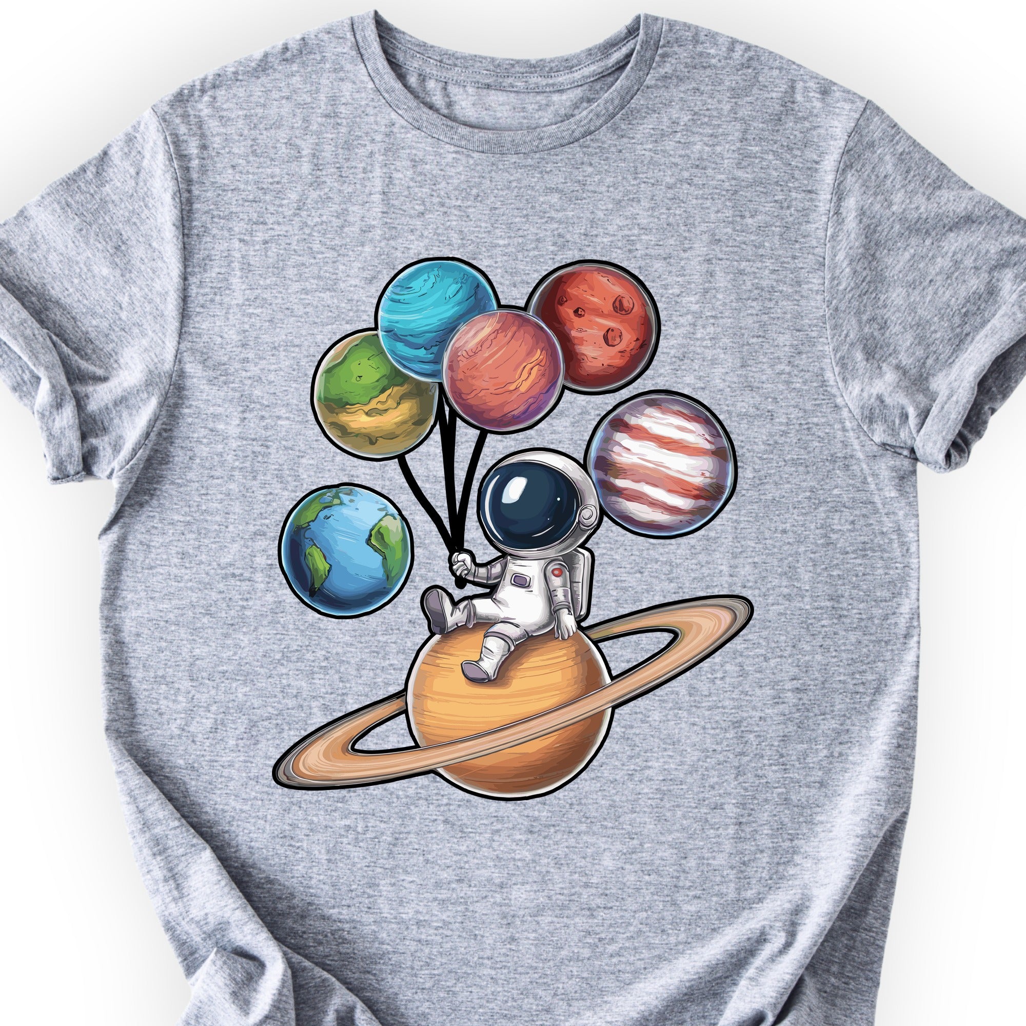 Astronaut and Planets T-shirt Sports Grey