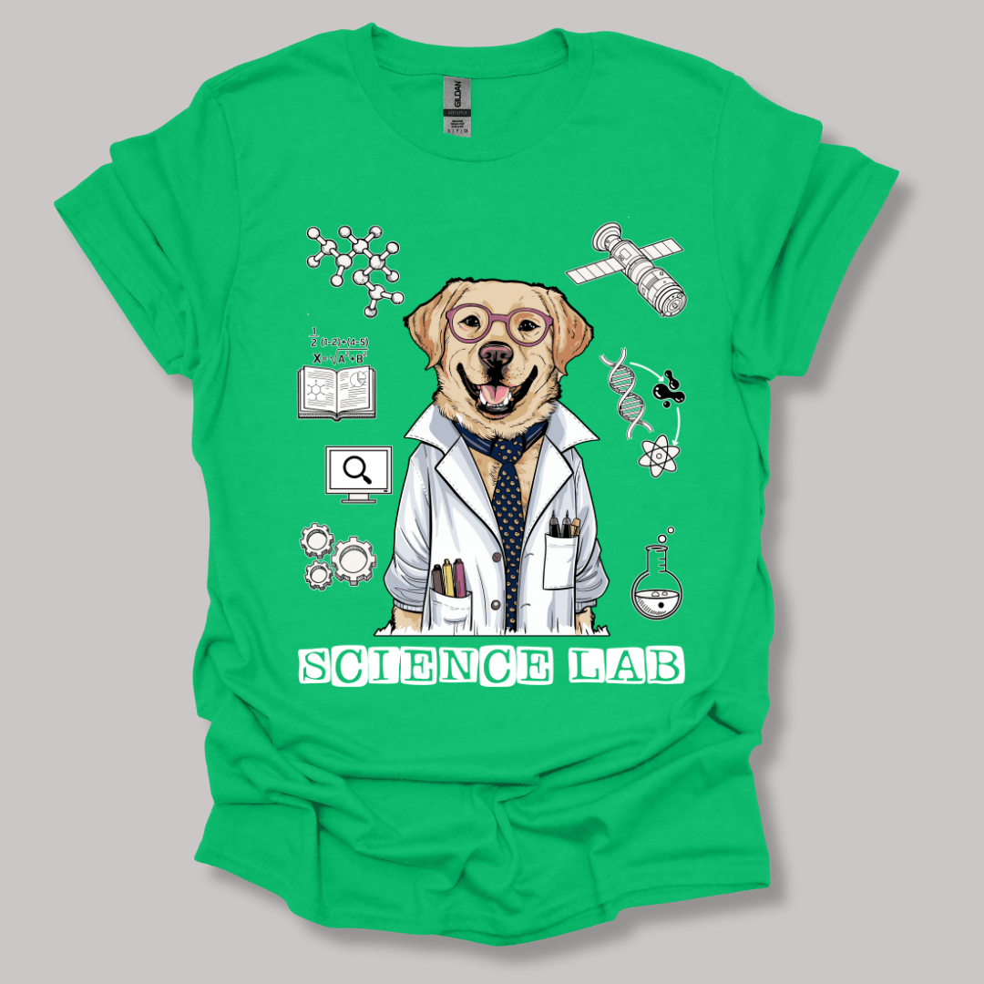 Lab Dog Scientist T-shirt Irish Green / S