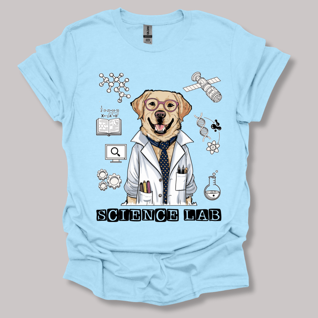 Lab Dog Scientist T-shirt Light Blue / S