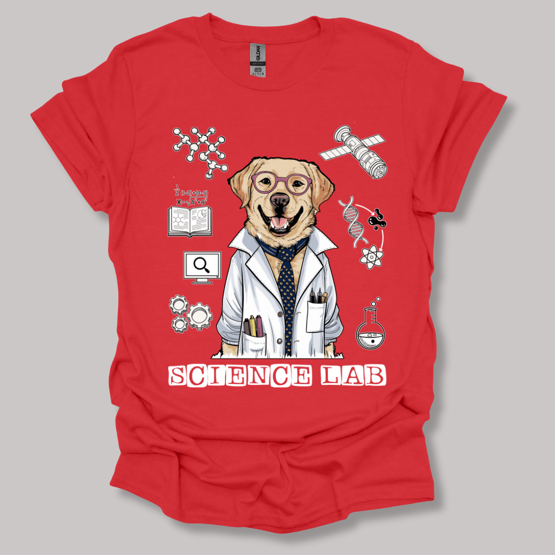 Lab Dog Scientist T-shirt Red / S