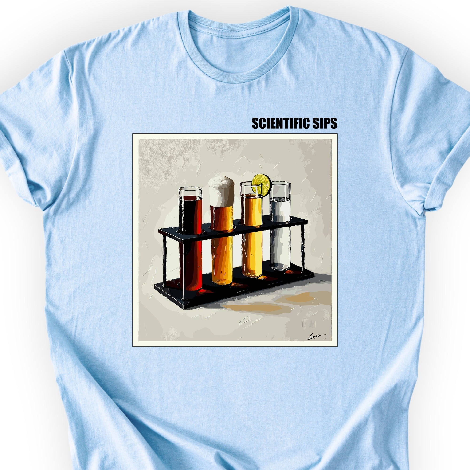 Scientific Sips T-shirt Light Blue