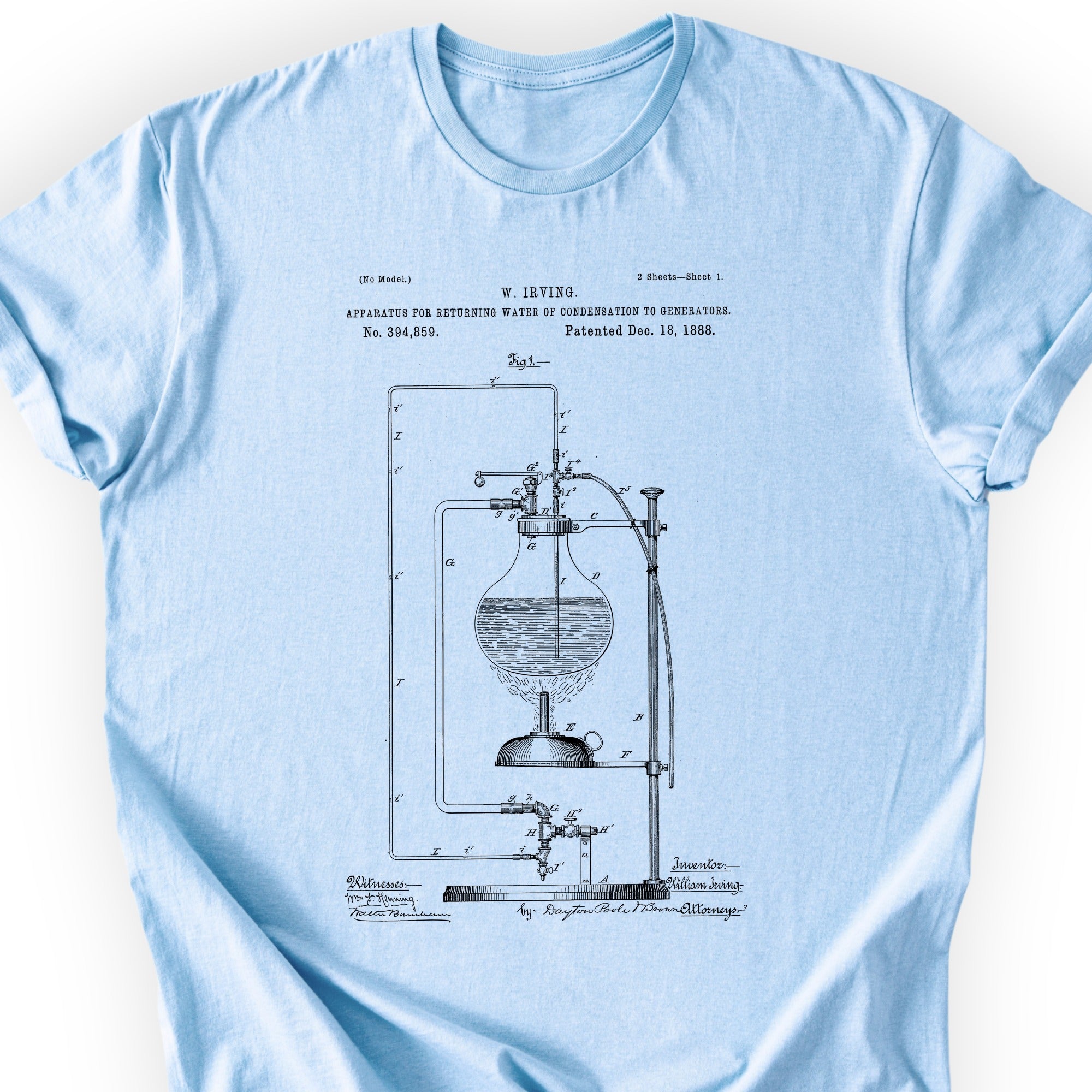 Water Apparatus Patent T-shirt Light Blue