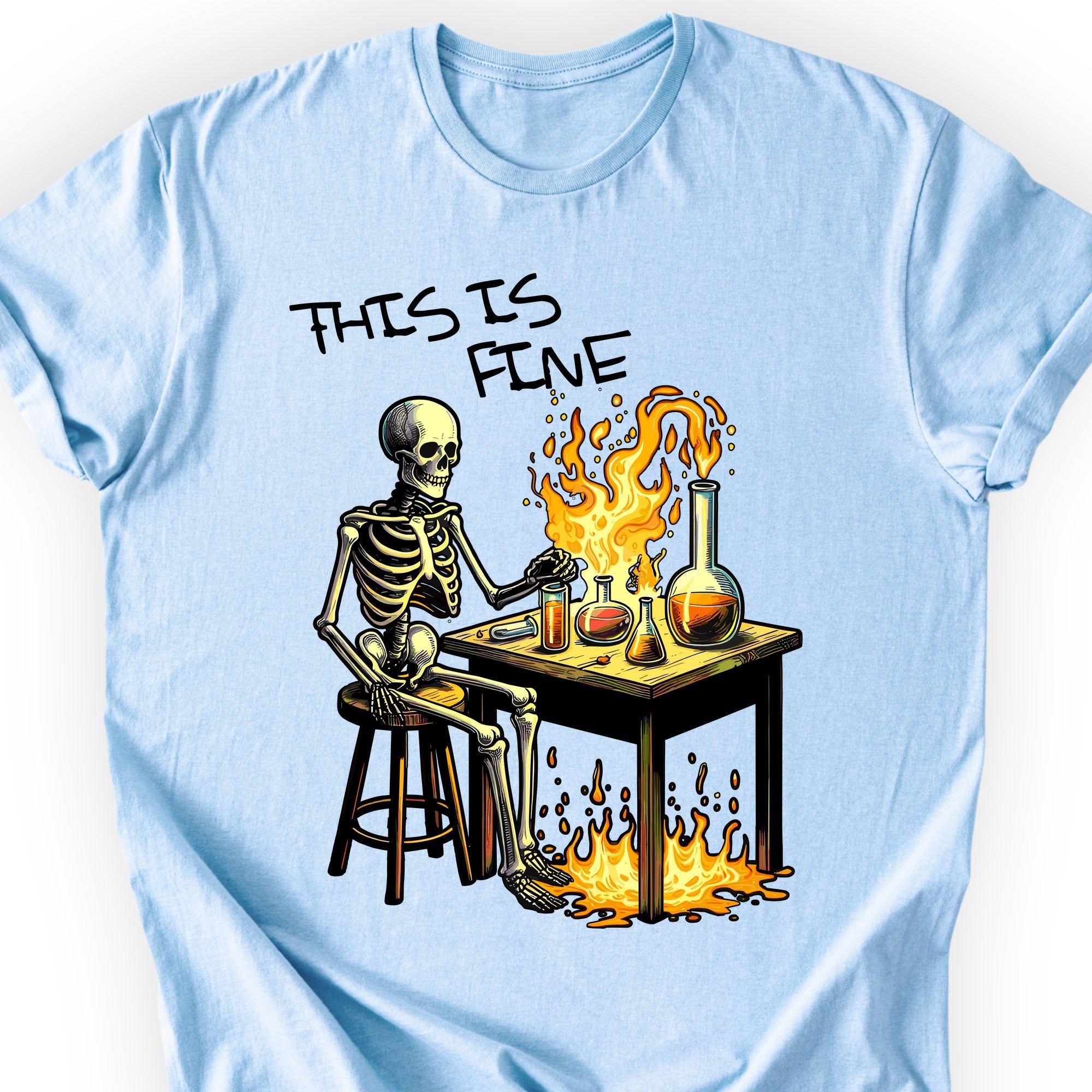 This Is Fine T-shirt Light Blue
