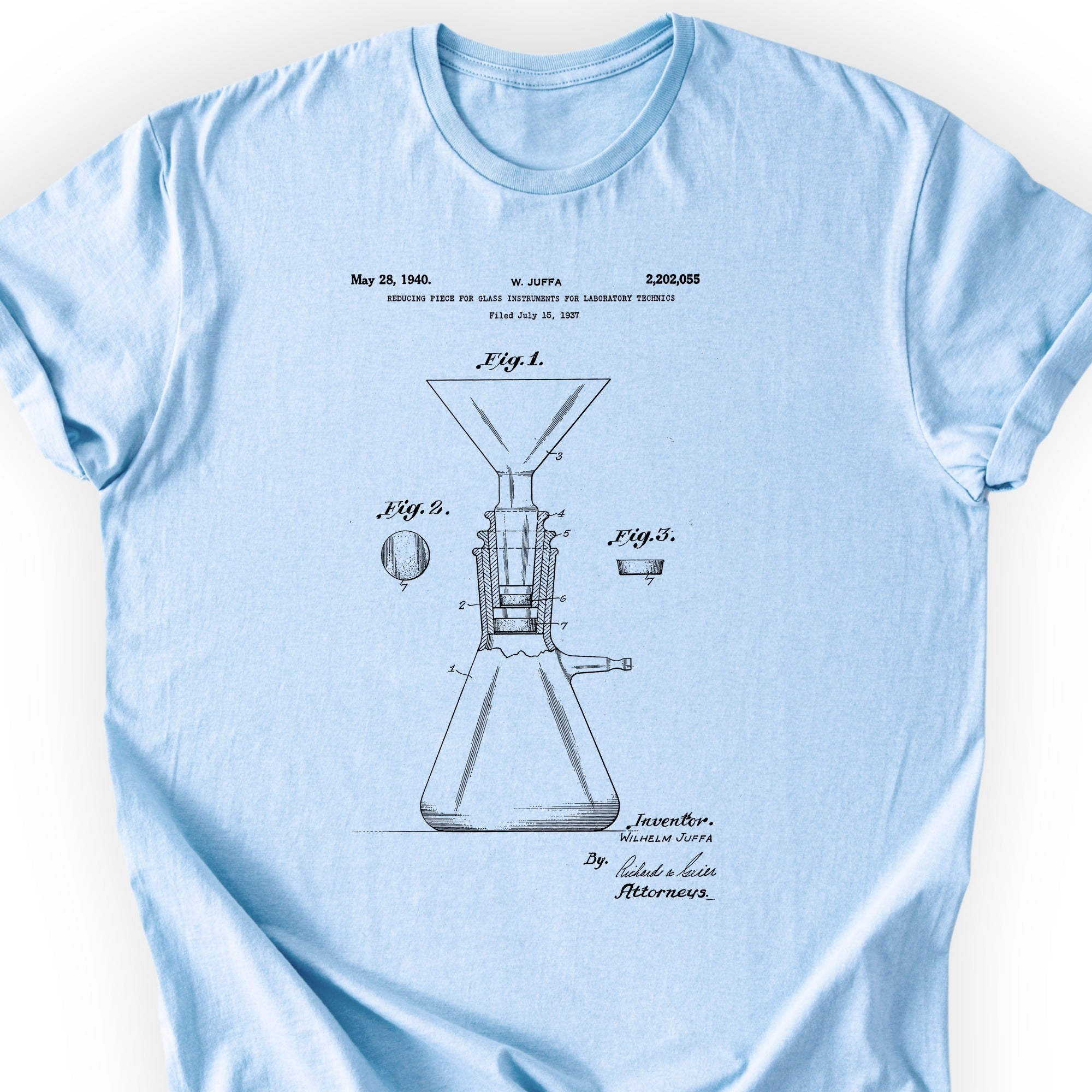 Glass Instrument Patent T-shirt Light Blue