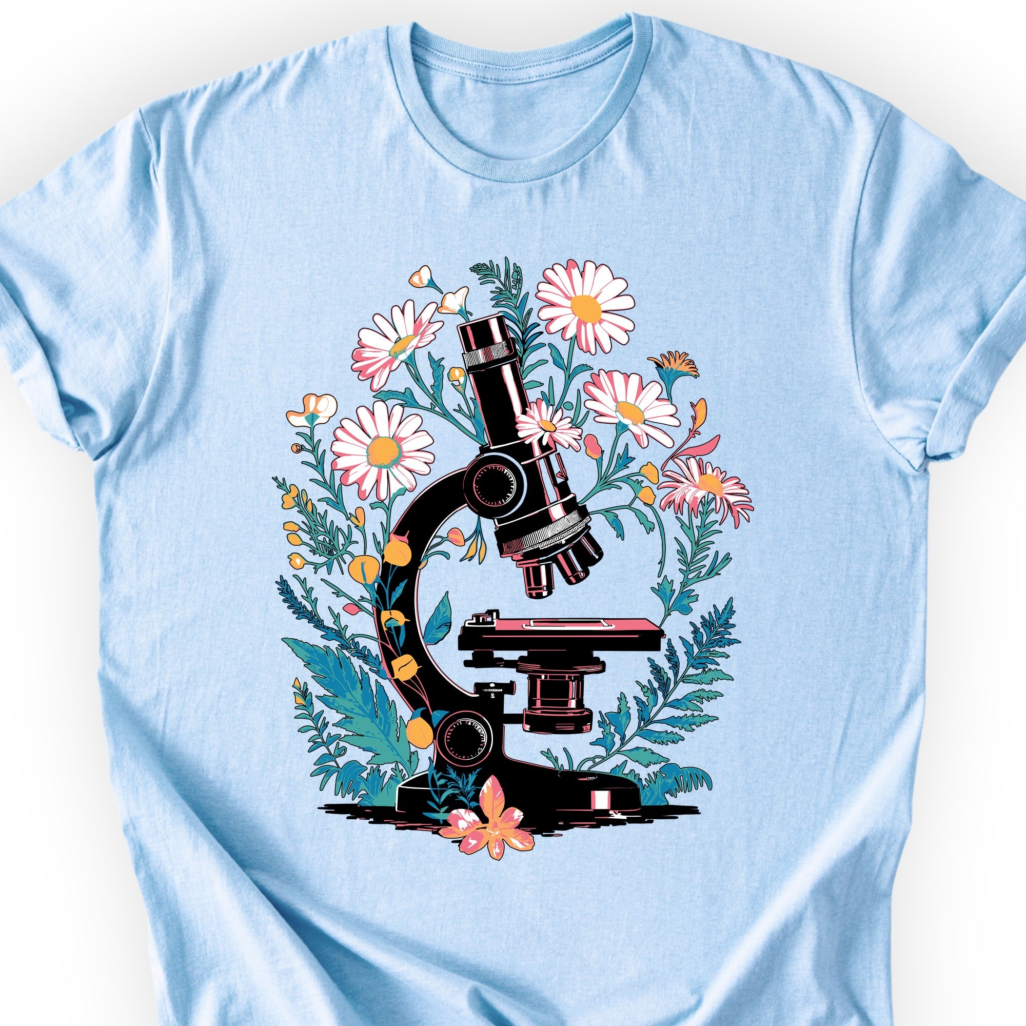 Floral Microscope T-shirt Light Blue