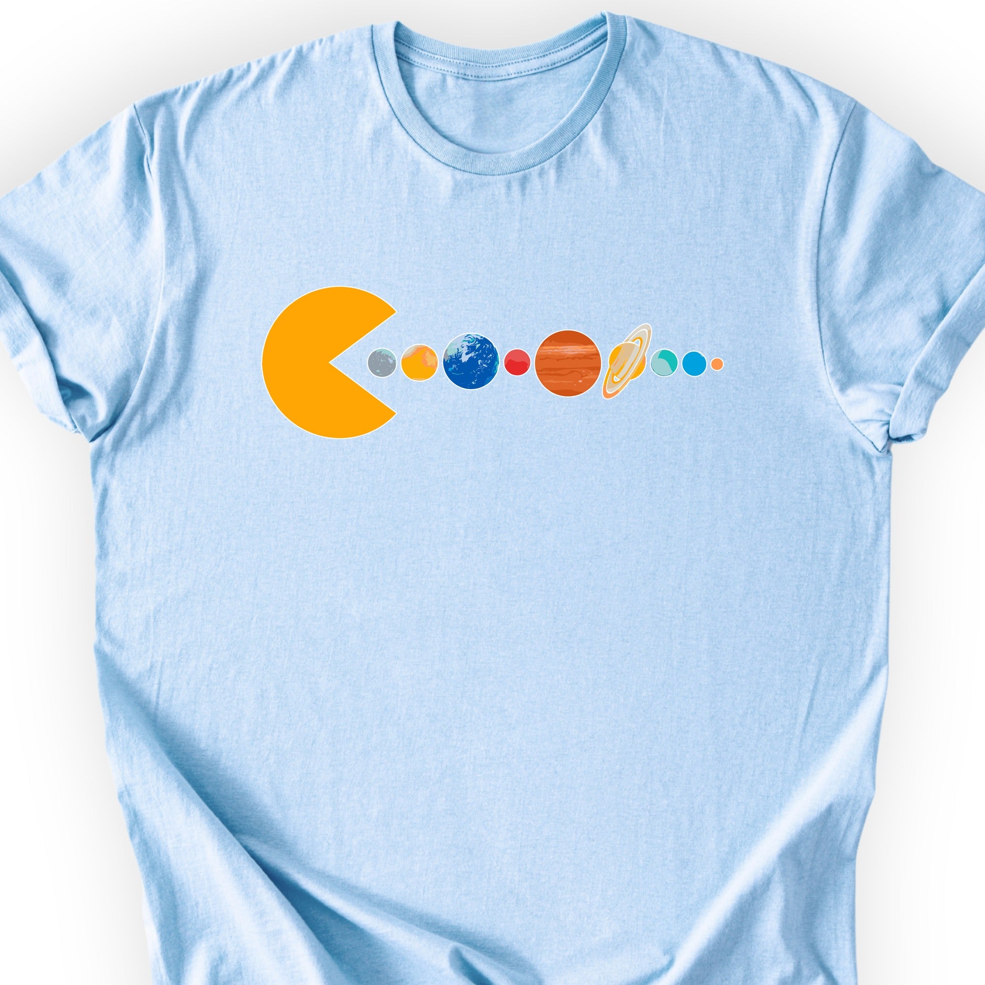 Solar System Pac Man T-shirt Light Blue