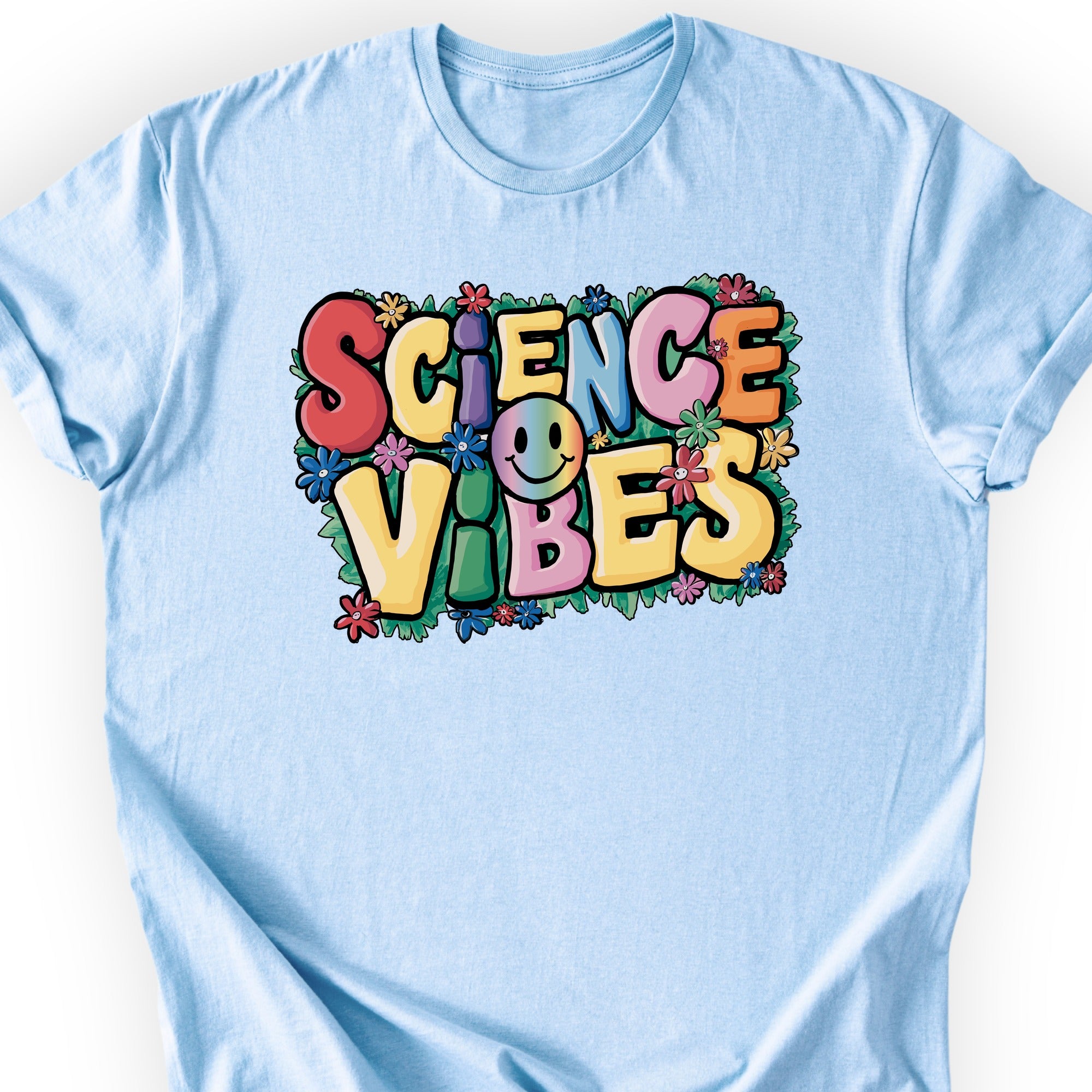 Happy Science Vibes T-shirt Light Blue