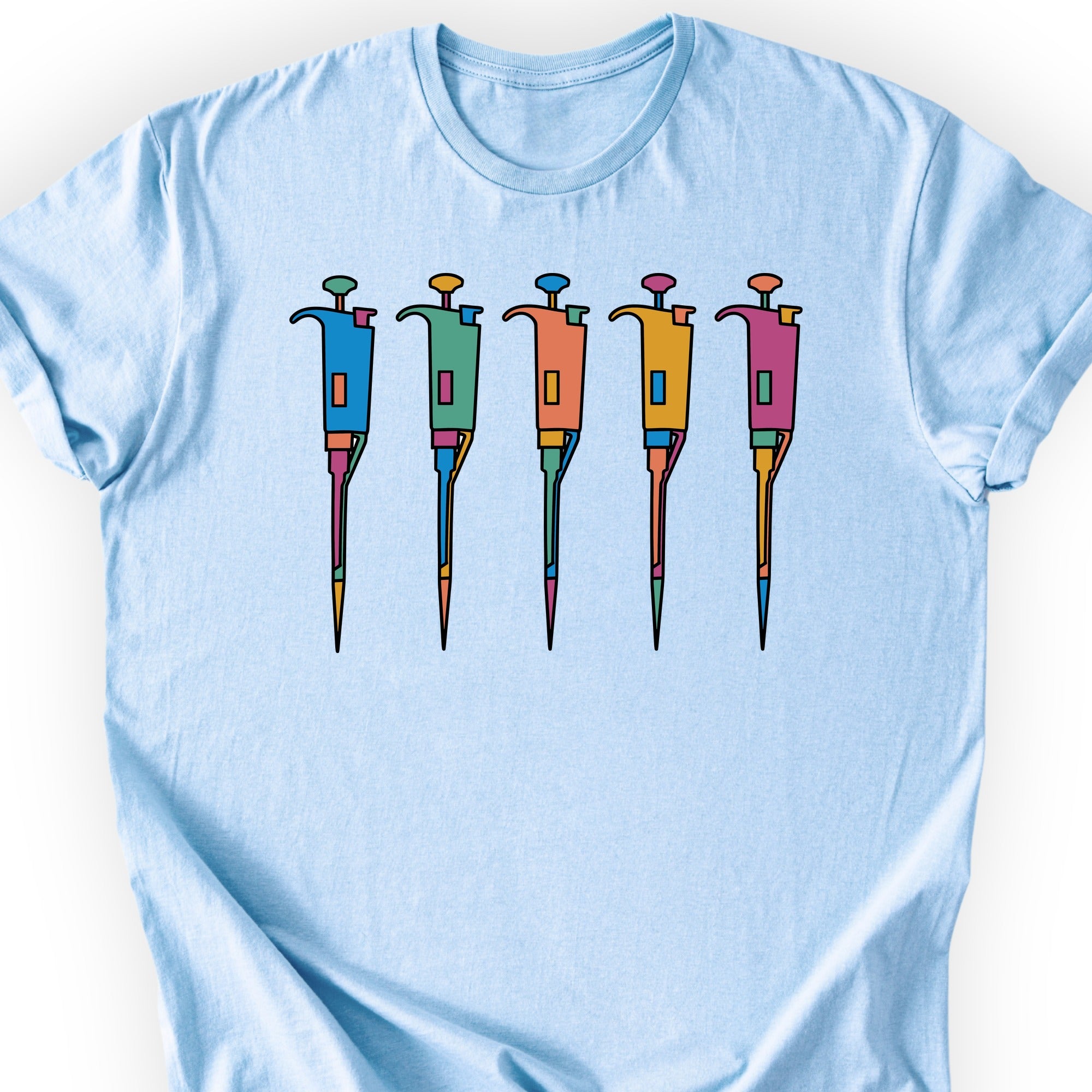 Lab Pipettes T-shirt Light Blue