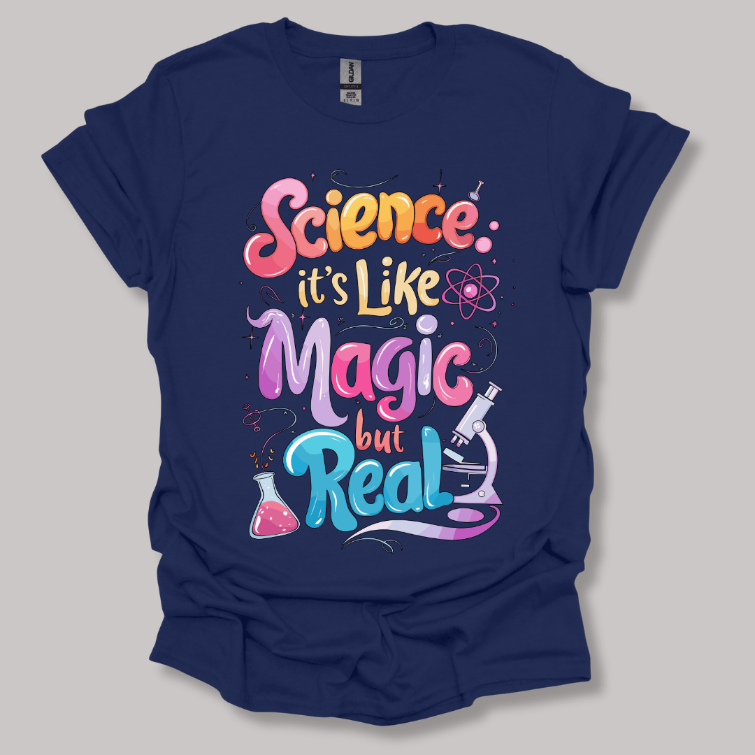 Science Magic T-Shirt | Colorful Lab Quote Design | Chemistry Art Tee ...