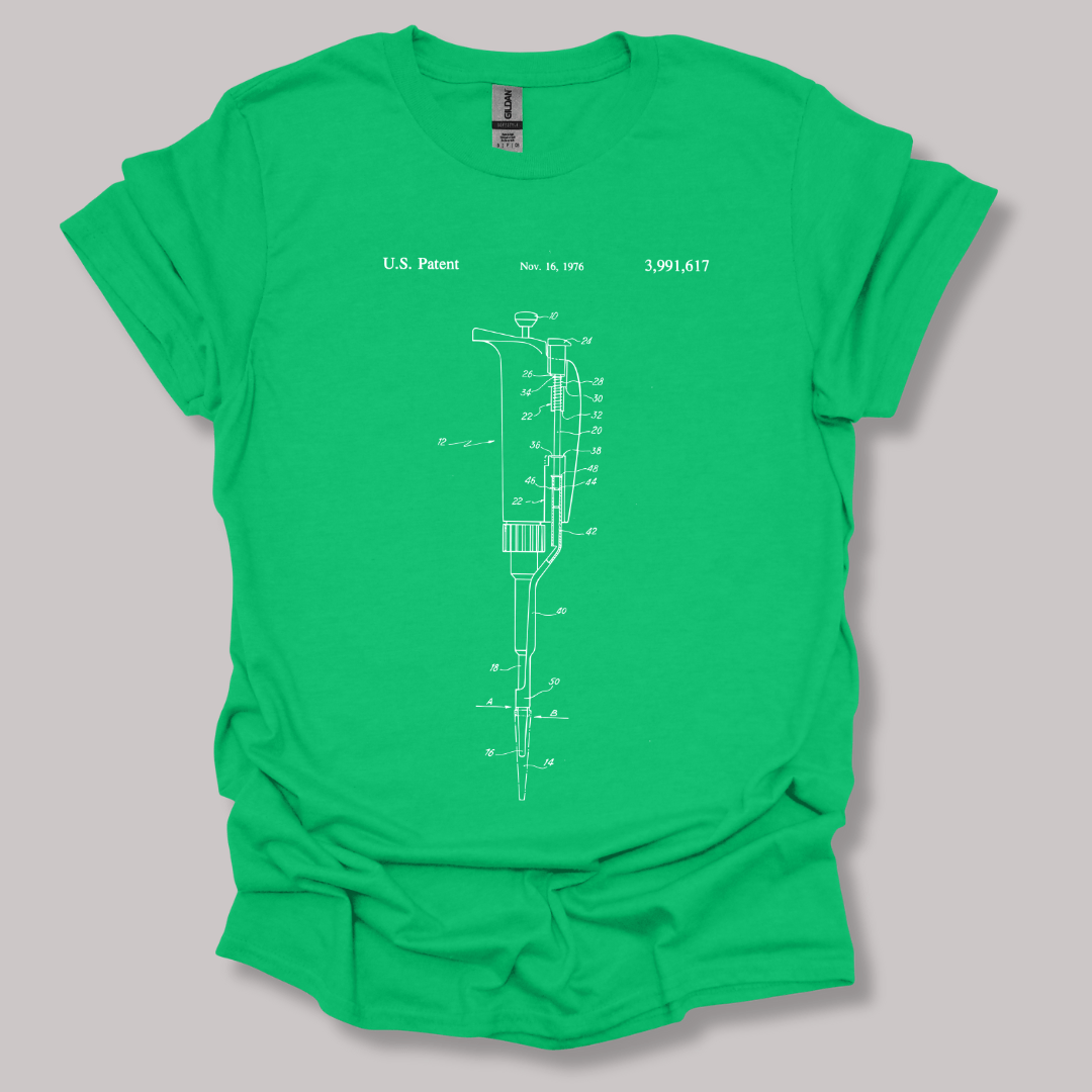 Micropipette Patent T-shirt Irish Green / S