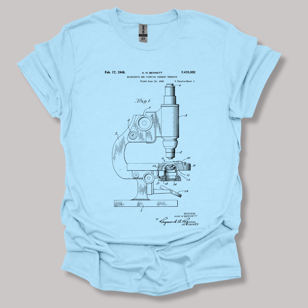 Microscope Patent T-shirt Light Blue / S