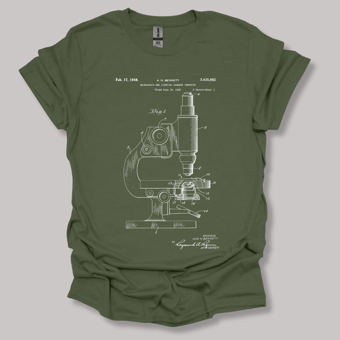 Microscope Patent T-shirt Military Green / S