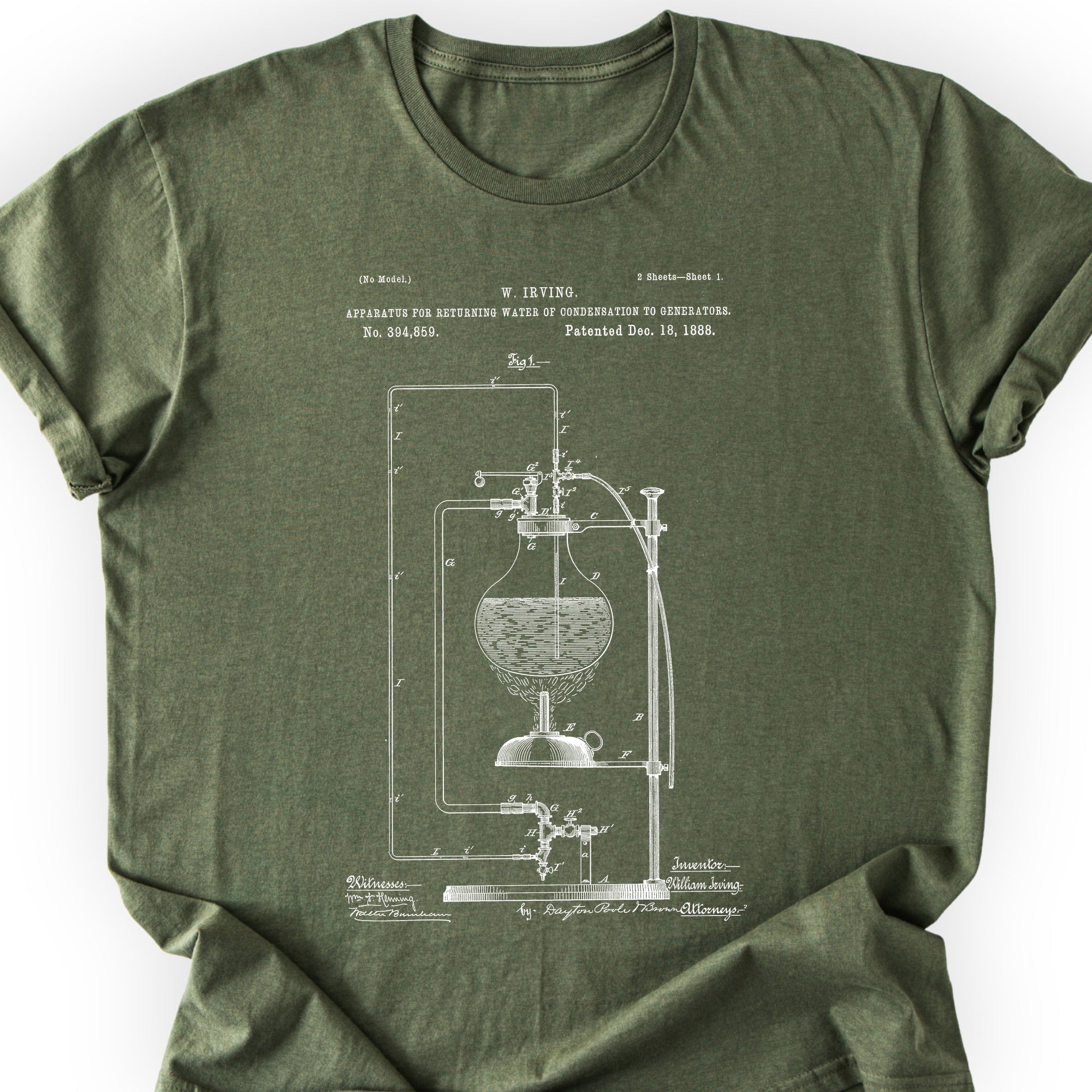 Water Apparatus Patent T-shirt Military Green