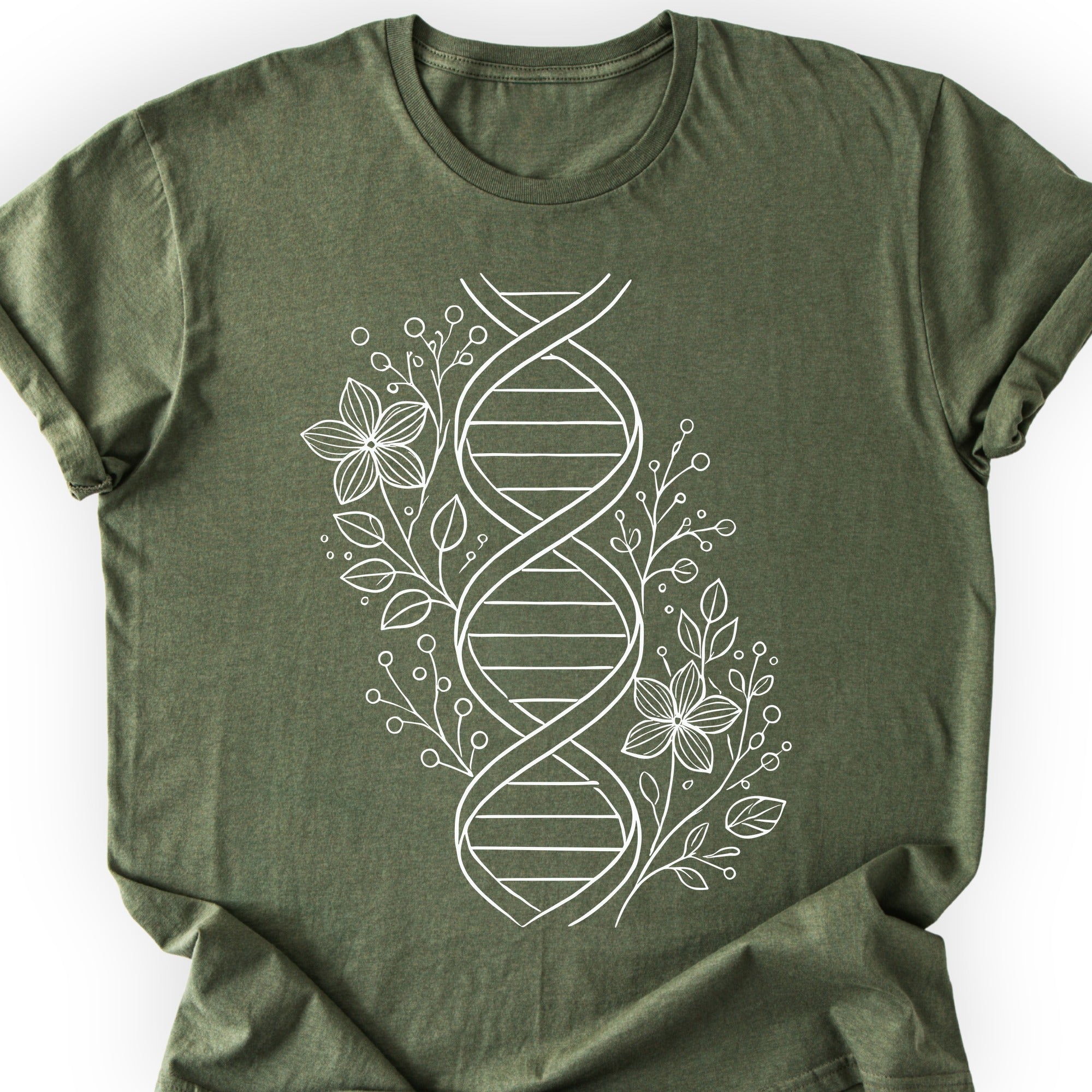 Floral One Line DNA T-shirt Military Green