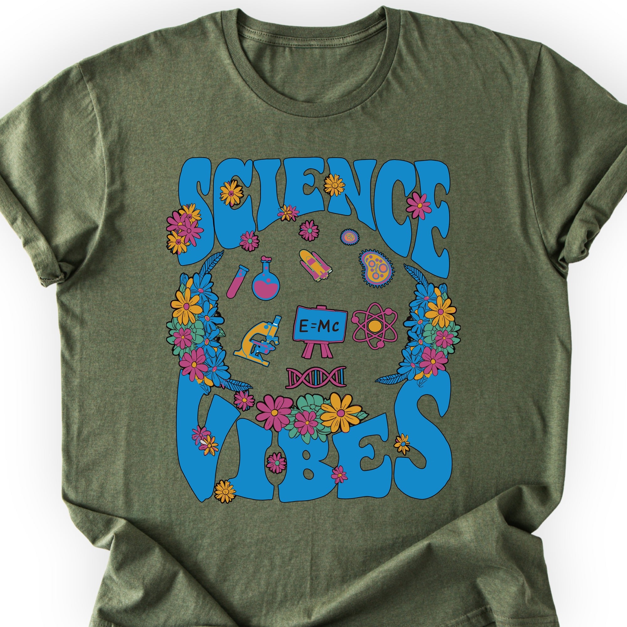 Retro Science Vibes T-shirt Military Green