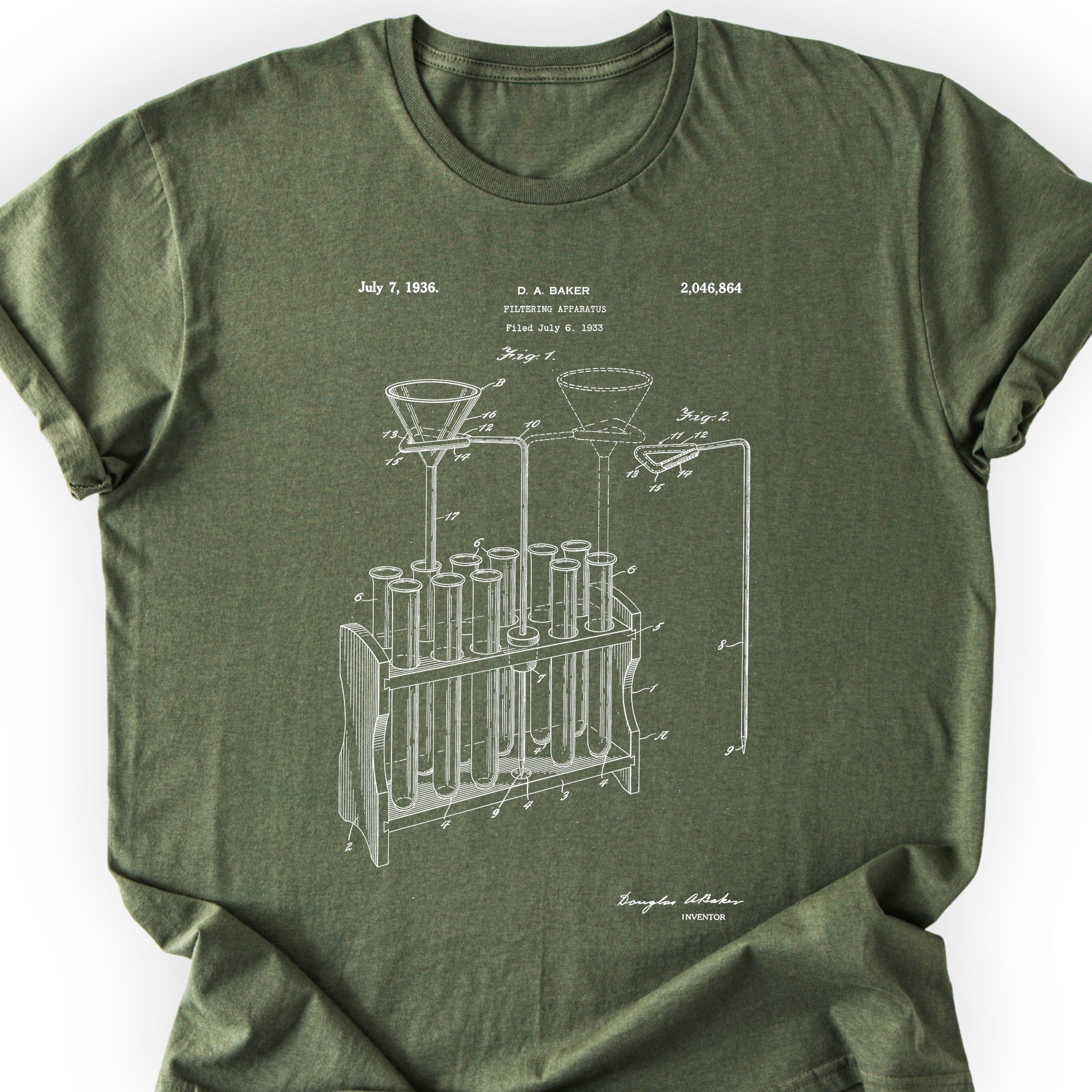 Filtering Apparatus Patent T-shirt Military Green