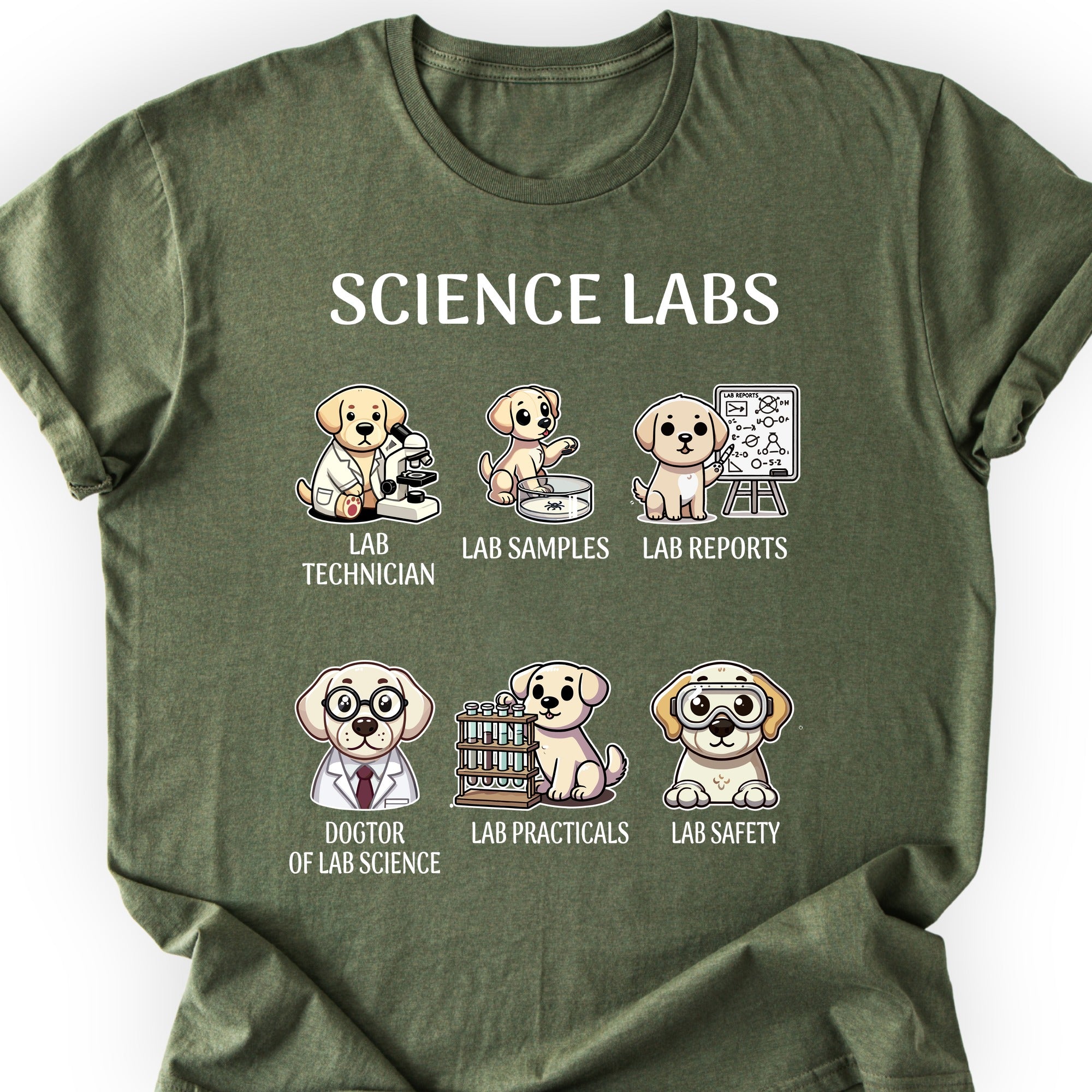 Lab Research Dogs T-Shirt Military Green