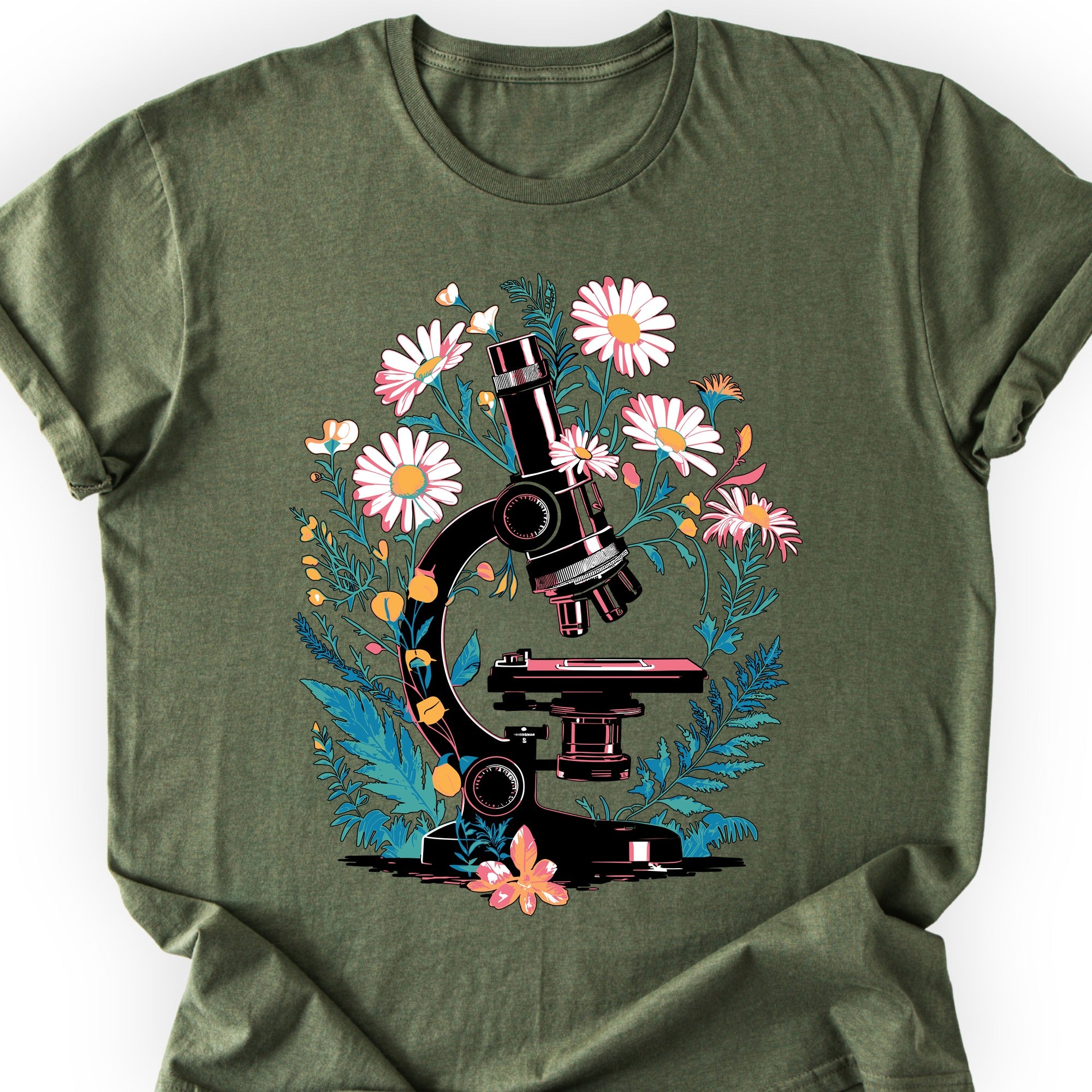 Floral Microscope T-shirt Military Green