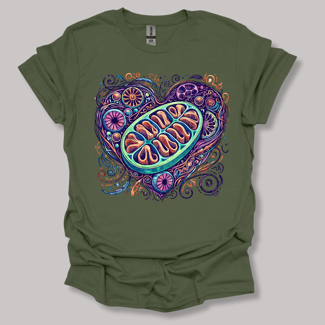 Mitochondria Heart T-shirt Military Green / S